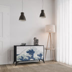 THE GREAT WAVE AT KANAGAWA Aparador de 2 Portas em Acabamento Preto