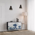 THE GREAT WAVE AT KANAGAWA Aparador de 2 Portas em Acabamento Preto