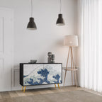 THE GREAT WAVE AT KANAGAWA Aparador de 2 Portas em Acabamento Preto