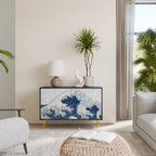 THE GREAT WAVE AT KANAGAWA Aparador de 2 Portas em Acabamento Preto