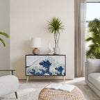 THE GREAT WAVE AT KANAGAWA Aparador de 2 Portas em Acabamento Preto