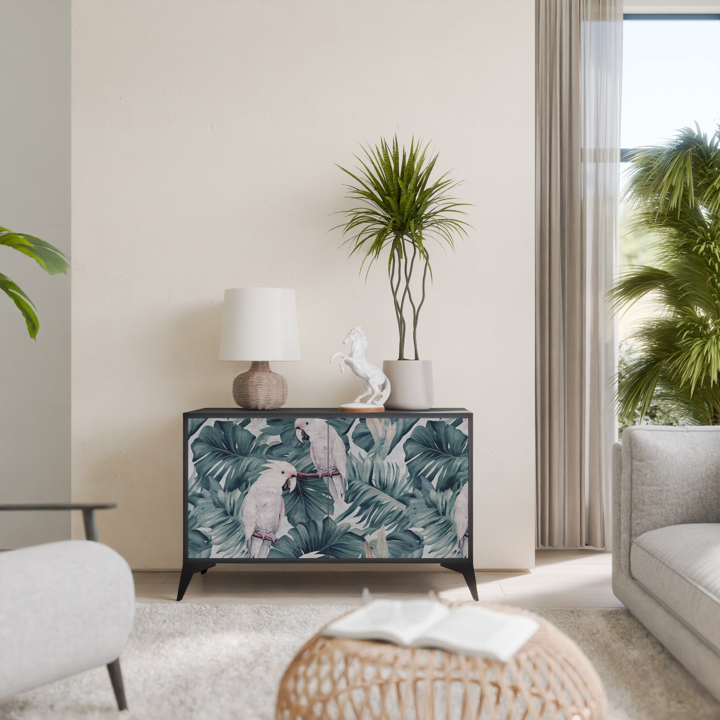 POPINJAY LOOK Aparador de 2 Portas em Acabamento Preto