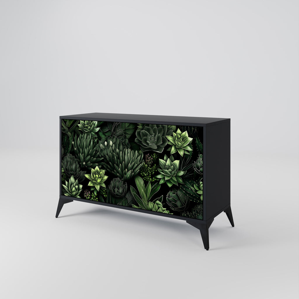 SUCCULENT JUNGLE 2-Door Sideboard in Black Finish