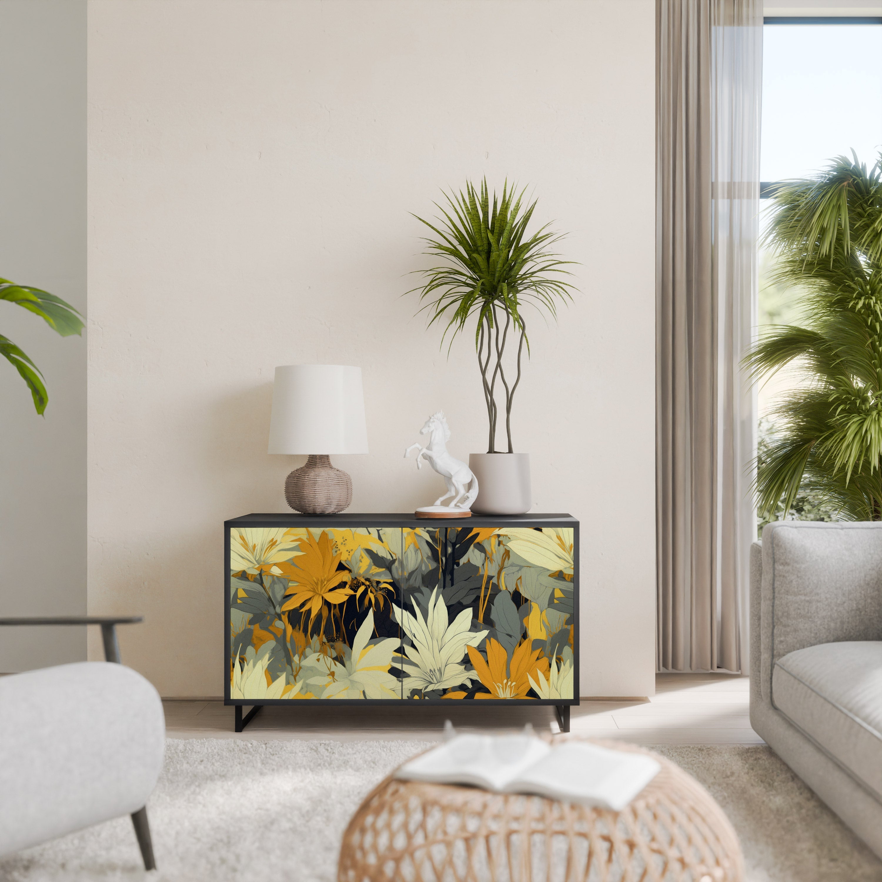 SUNKISSED LILY Aparador de 2 Portas em Acabamento Preto