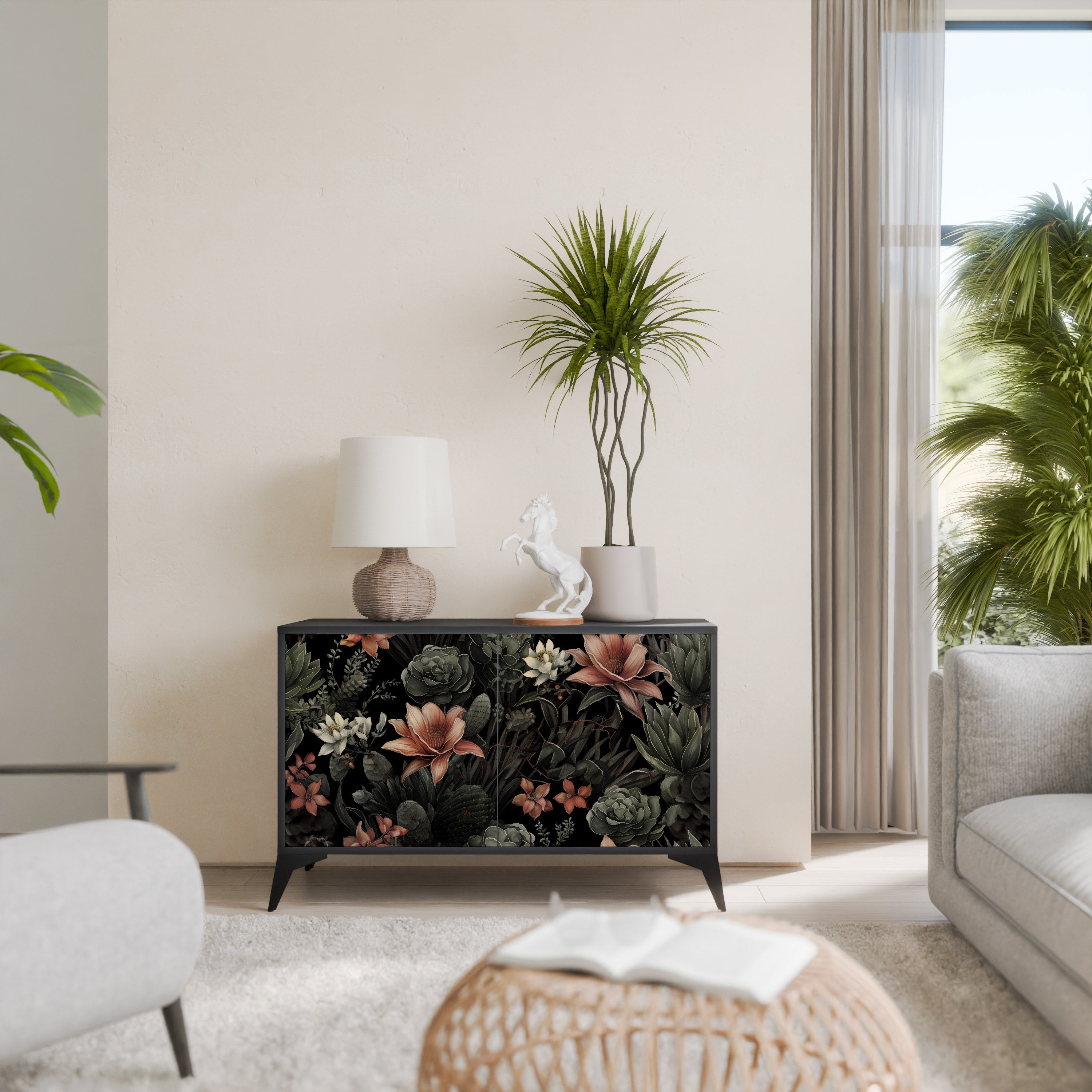 SECRET VERDURE Aparador de 2 Portas em Acabamento Preto