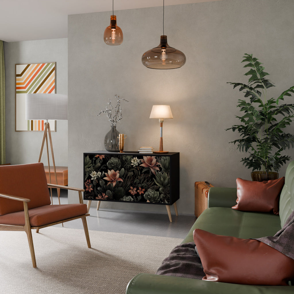 SECRET VERDURE Aparador de 2 Portas em Acabamento Preto