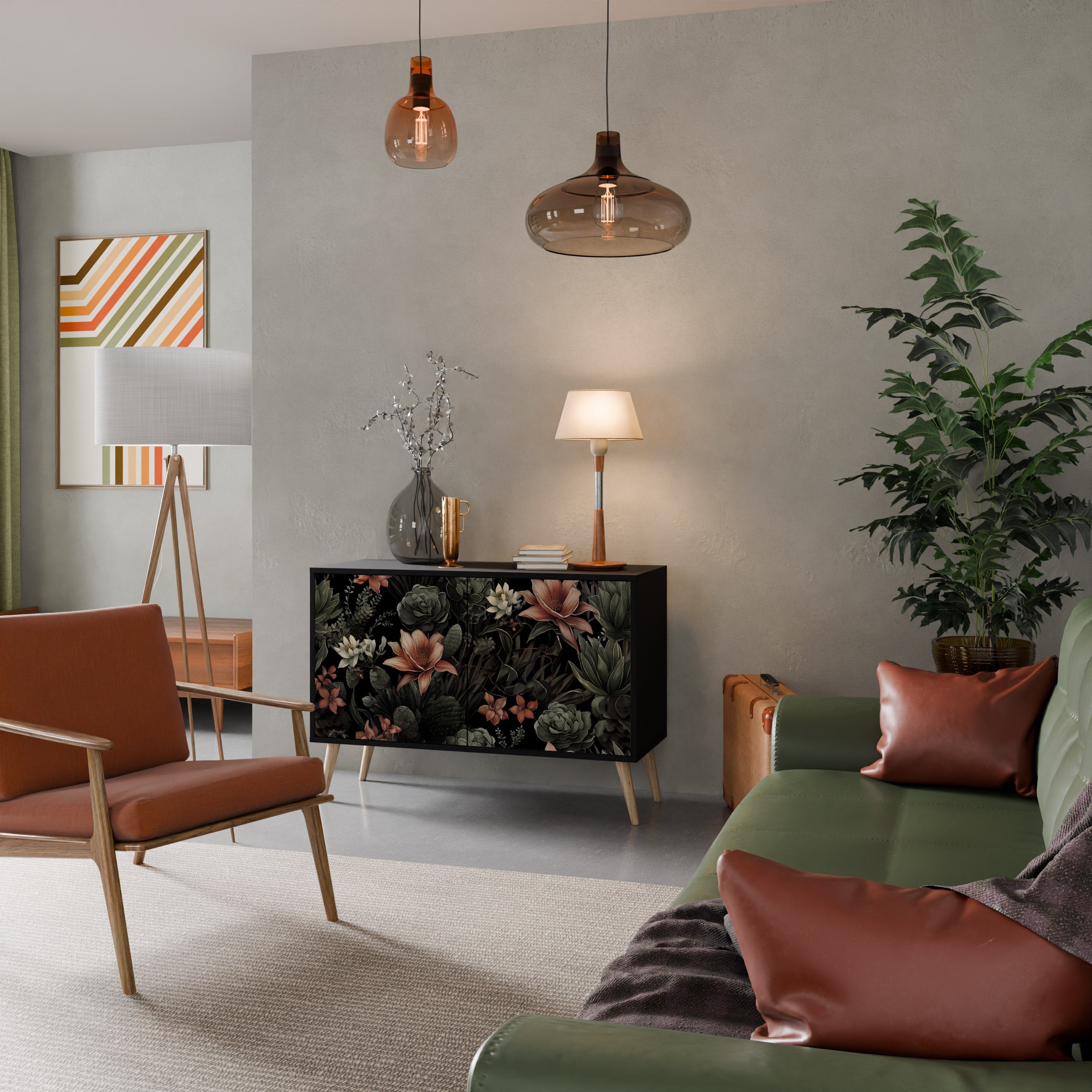 SECRET VERDURE Aparador de 2 Portas em Acabamento Preto