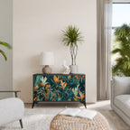 FLORAL SERENITY Aparador de 2 Portas em Acabamento Preto