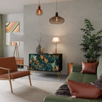 FLORAL SERENITY Aparador de 2 Portas em Acabamento Preto