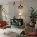 FLORAL SERENITY Aparador de 2 Portas em Acabamento Preto