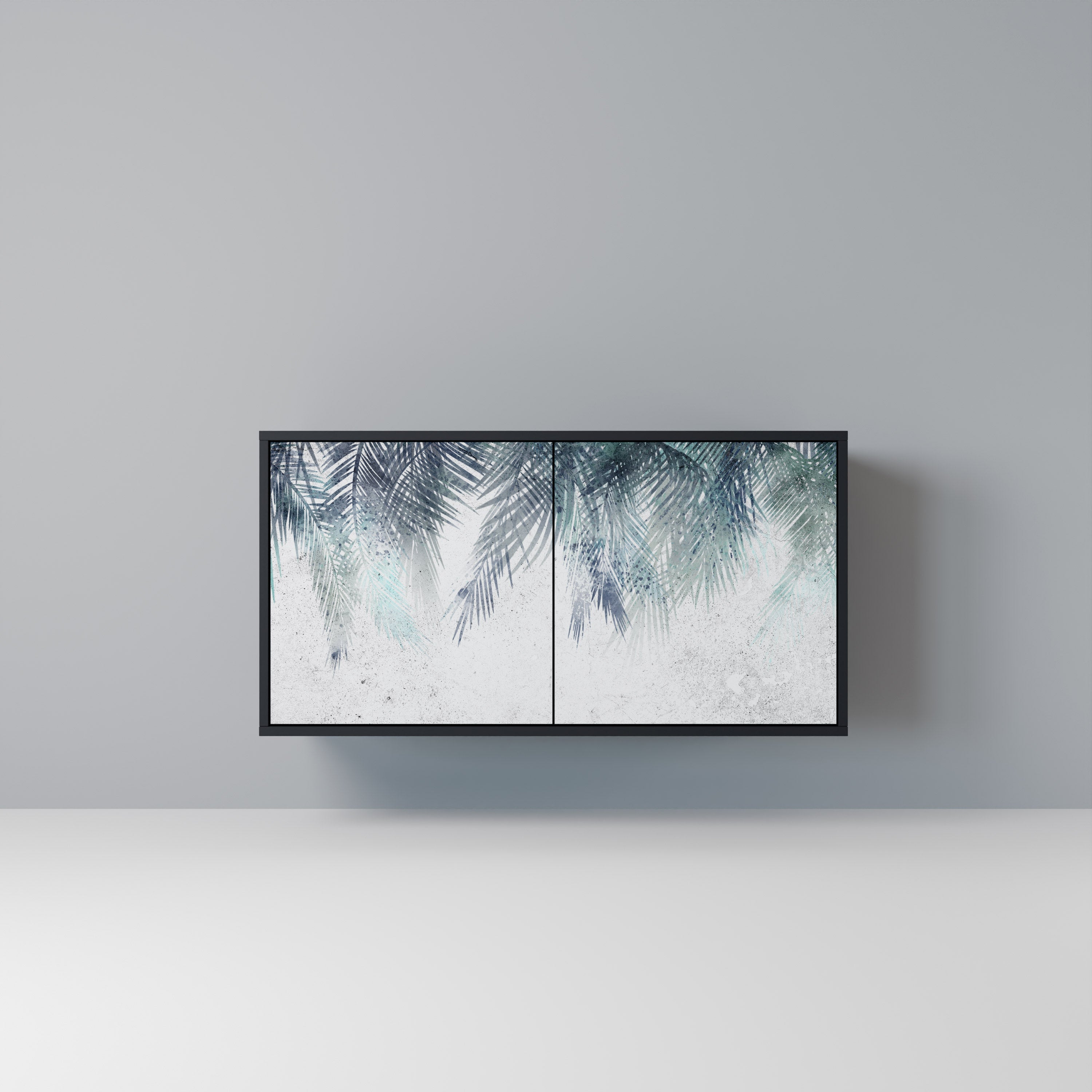 PALM VEIL Aparador de 2 Portas em Acabamento Preto