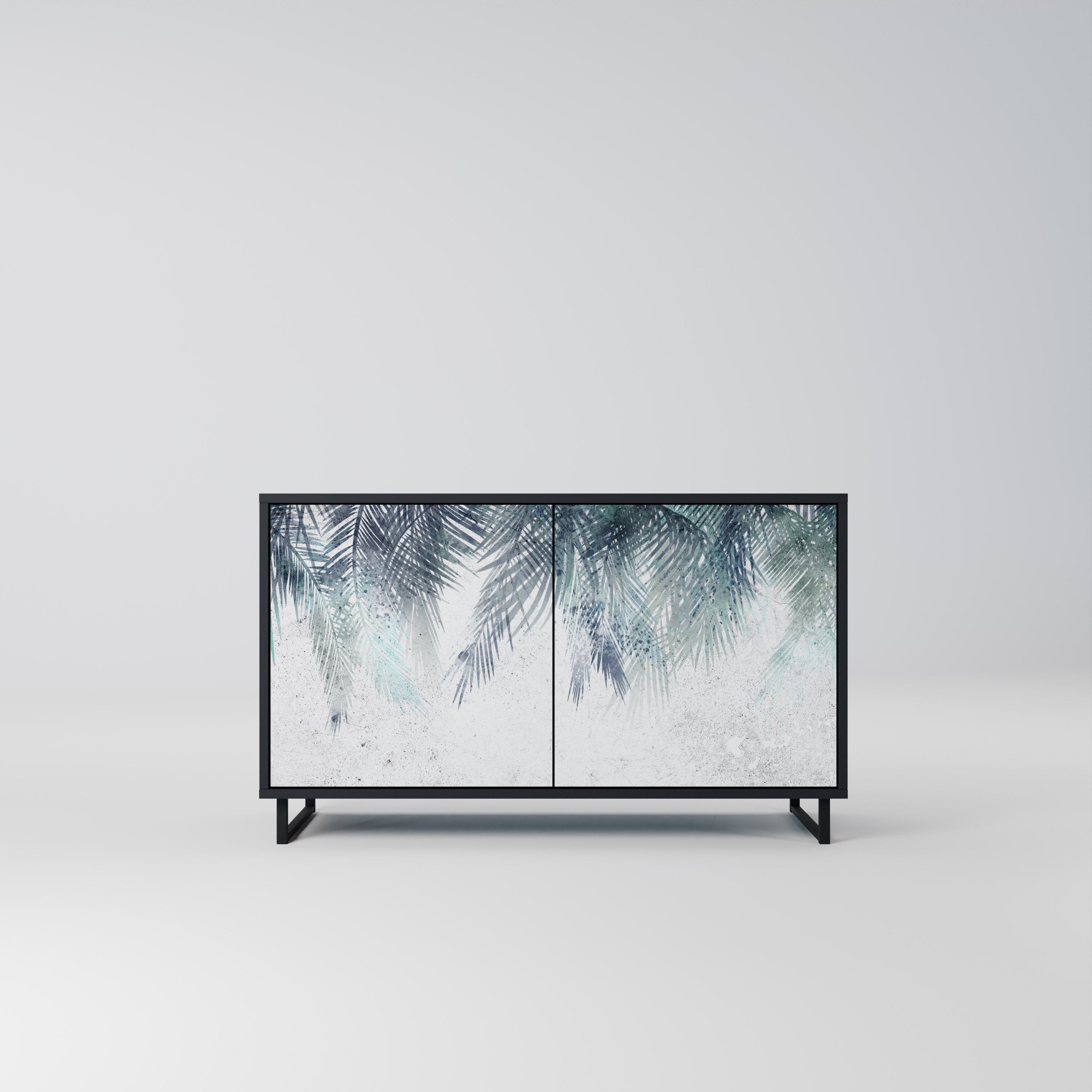 PALM VEIL Aparador de 2 Portas em Acabamento Preto