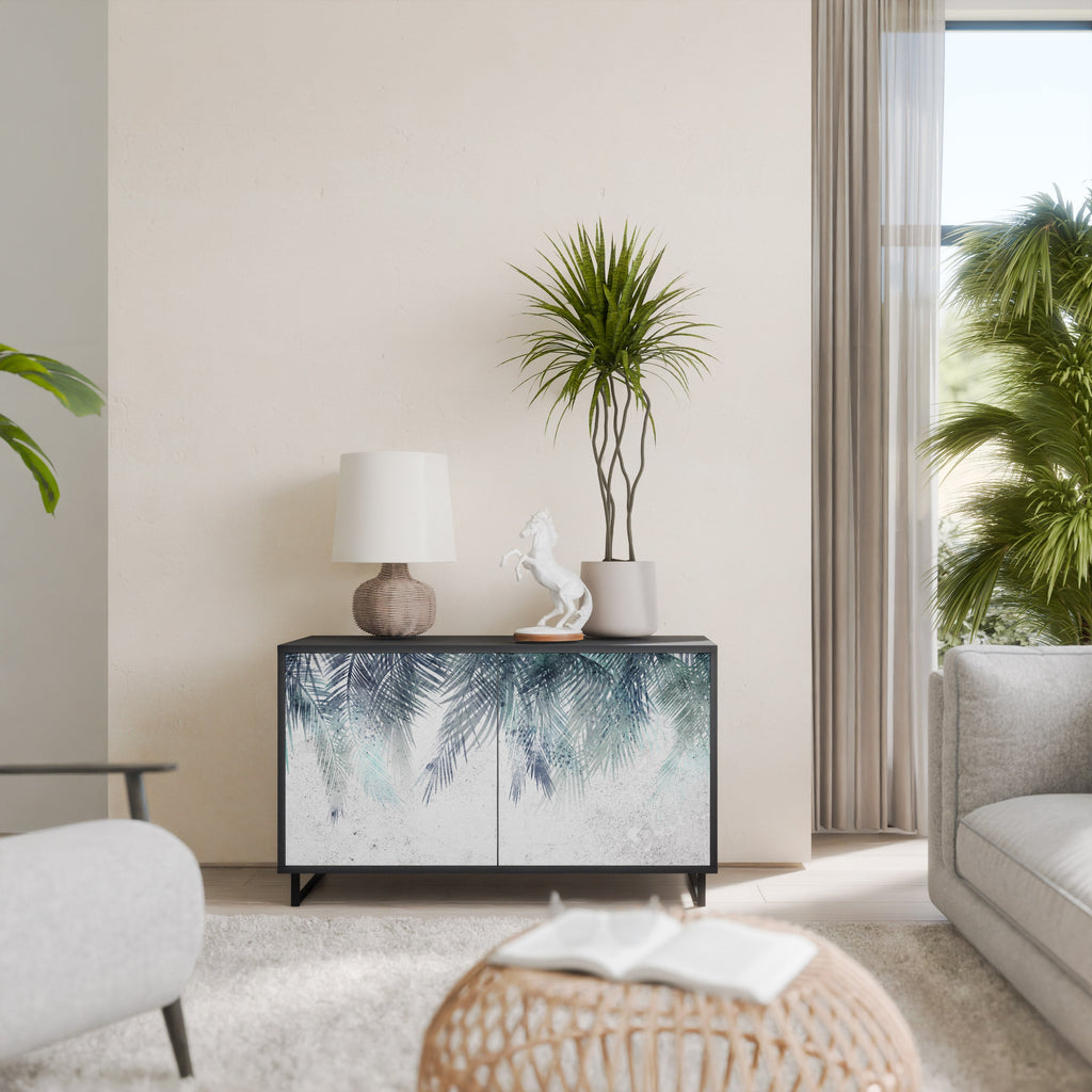 PALM VEIL Aparador de 2 Portas em Acabamento Preto