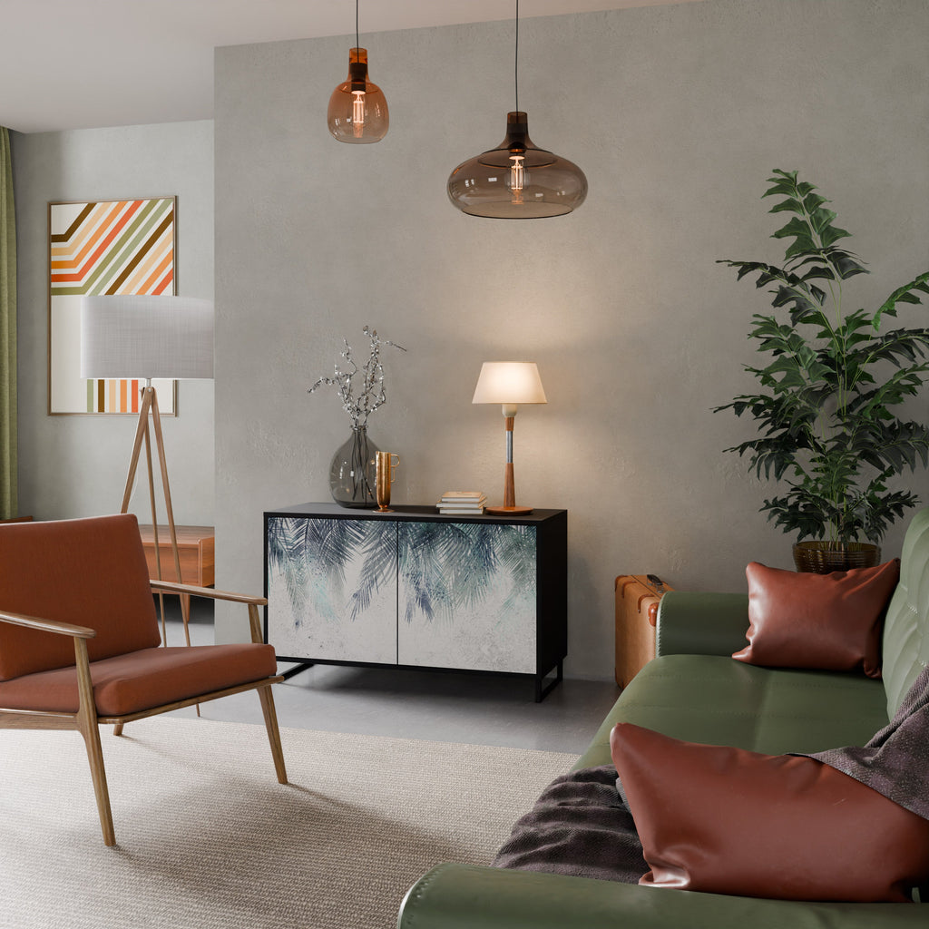 PALM VEIL Aparador de 2 Portas em Acabamento Preto