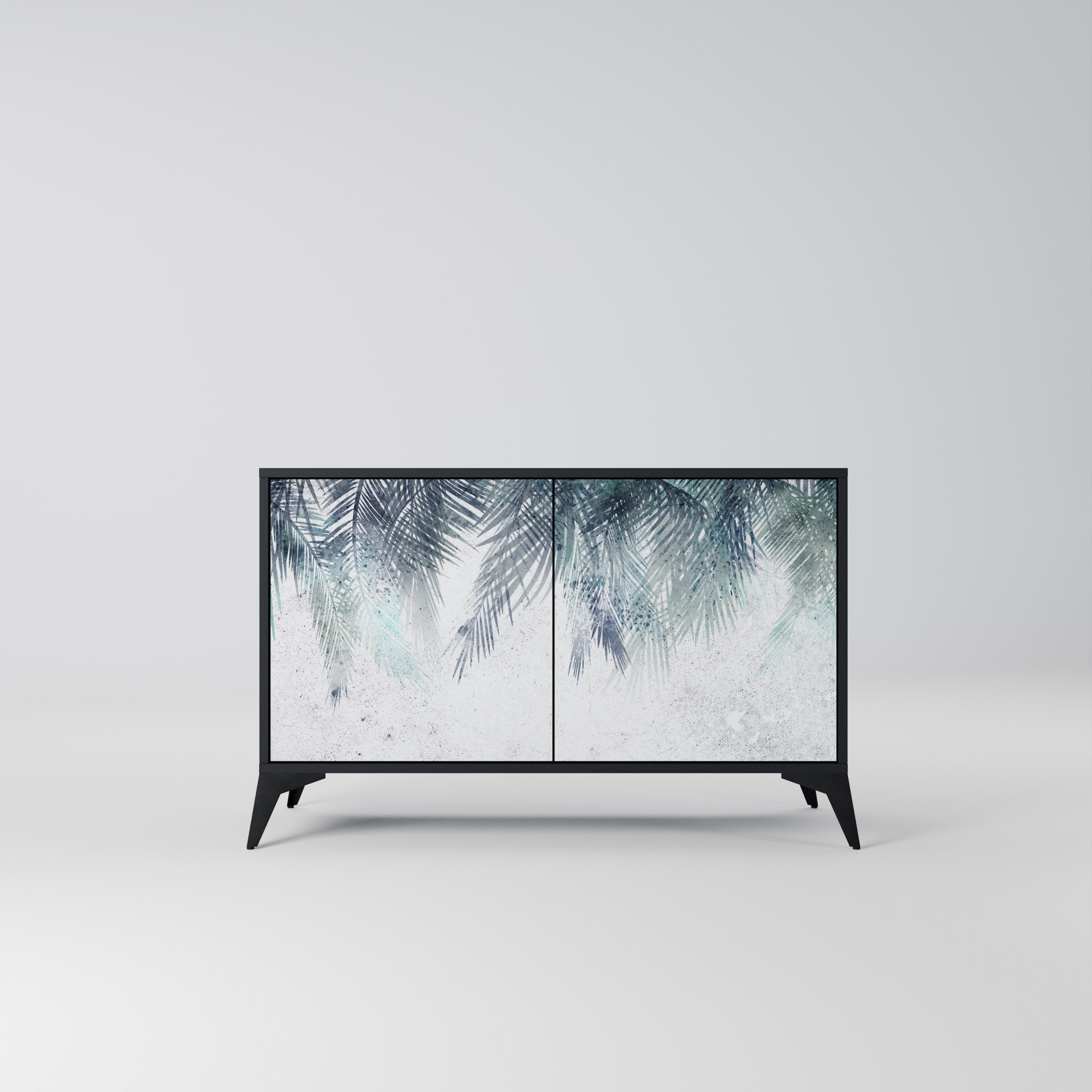 PALM VEIL Aparador de 2 Portas em Acabamento Preto