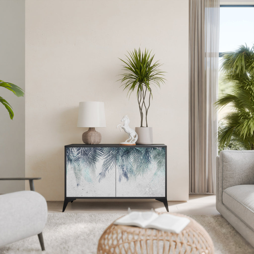 PALM VEIL Aparador de 2 Portas em Acabamento Preto