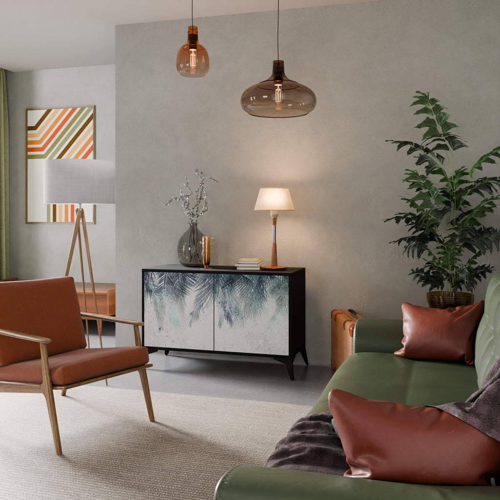 PALM VEIL Aparador de 2 Portas em Acabamento Preto