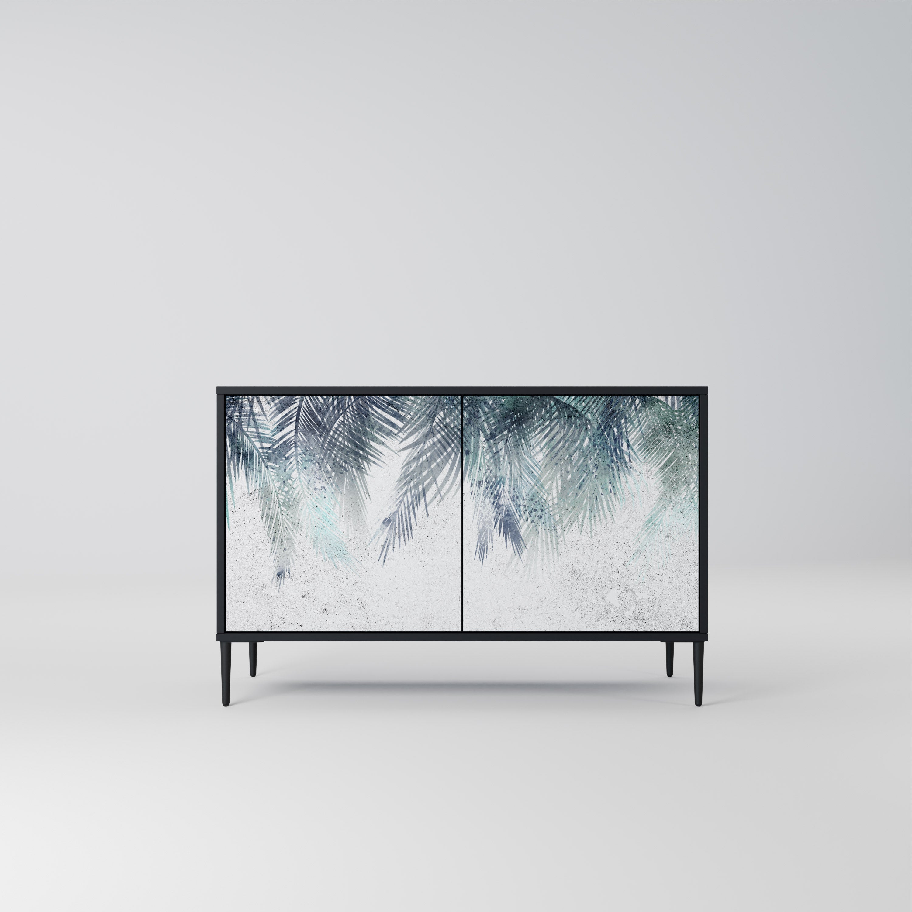 PALM VEIL Aparador de 2 Portas em Acabamento Preto