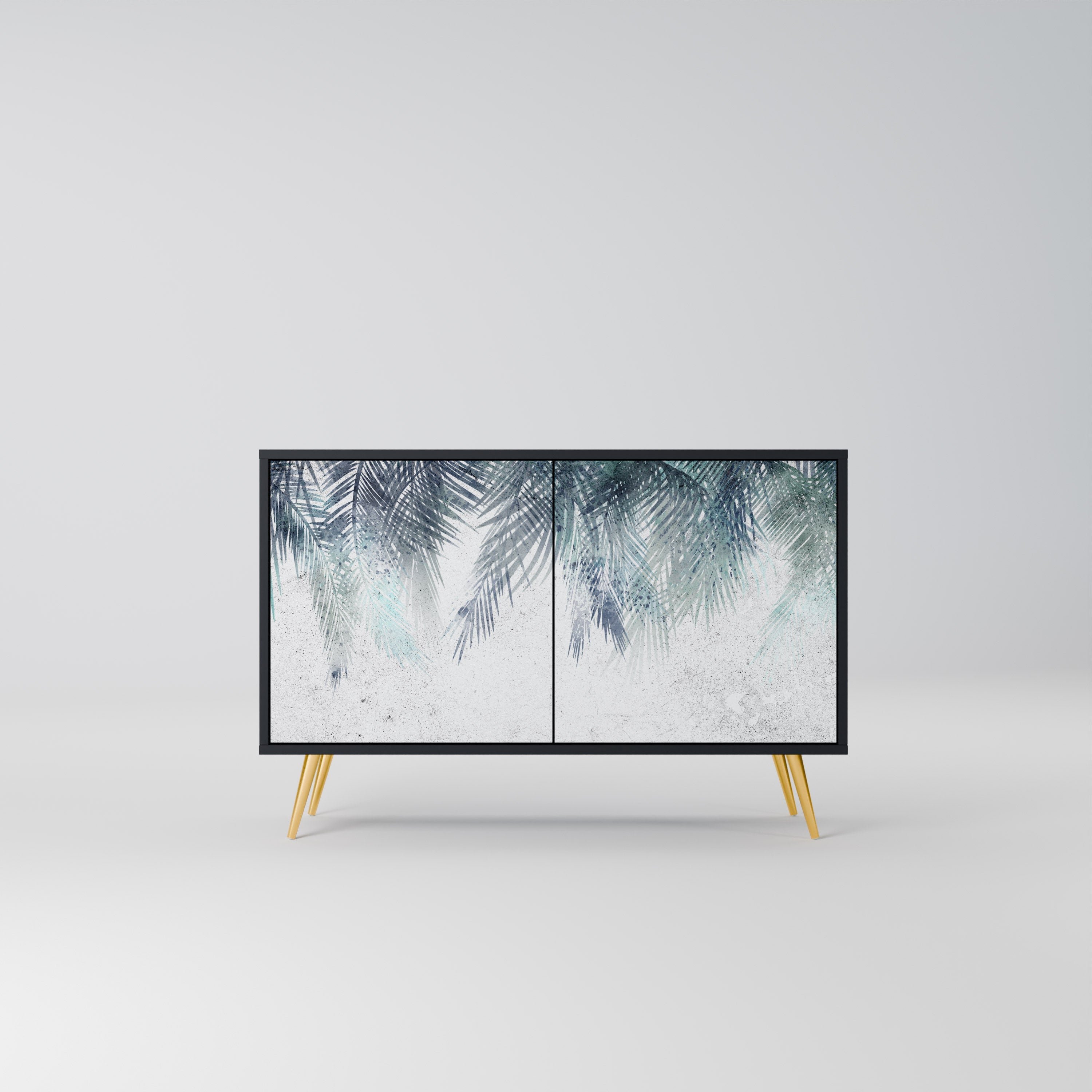 PALM VEIL Aparador de 2 Portas em Acabamento Preto