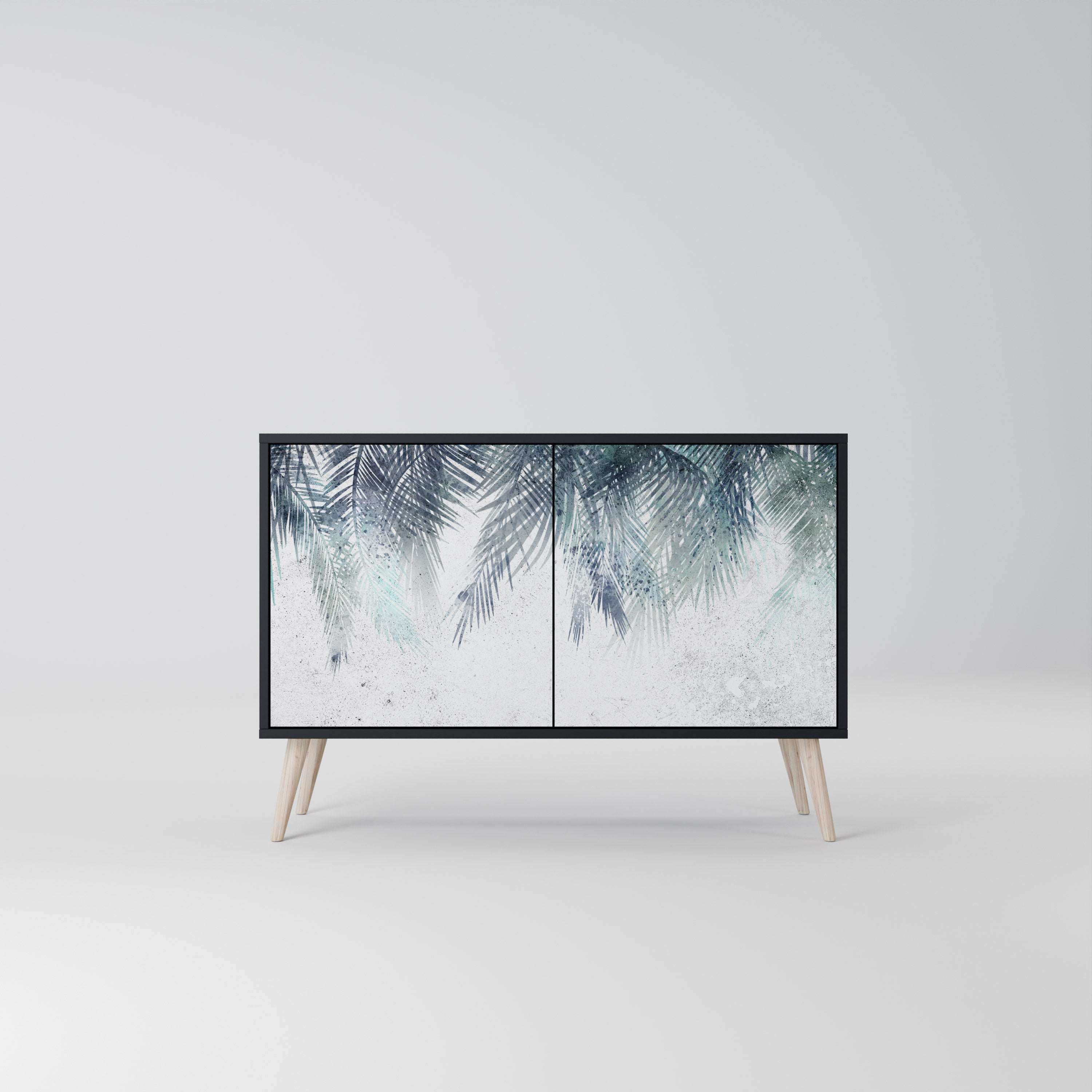 PALM VEIL Aparador de 2 Portas em Acabamento Preto