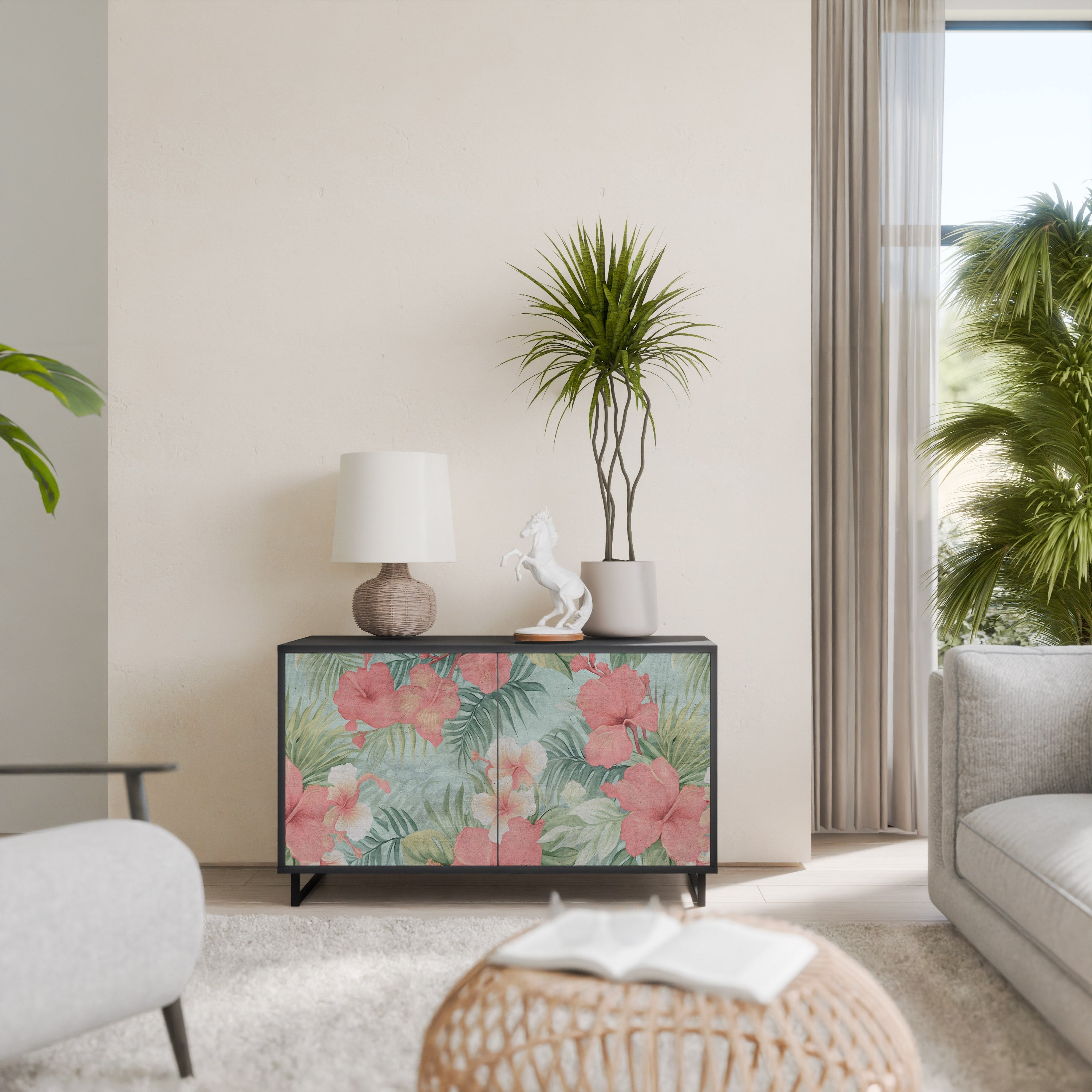 HAWAIIAN SPIRIT Aparador de 2 Portas em Acabamento Preto