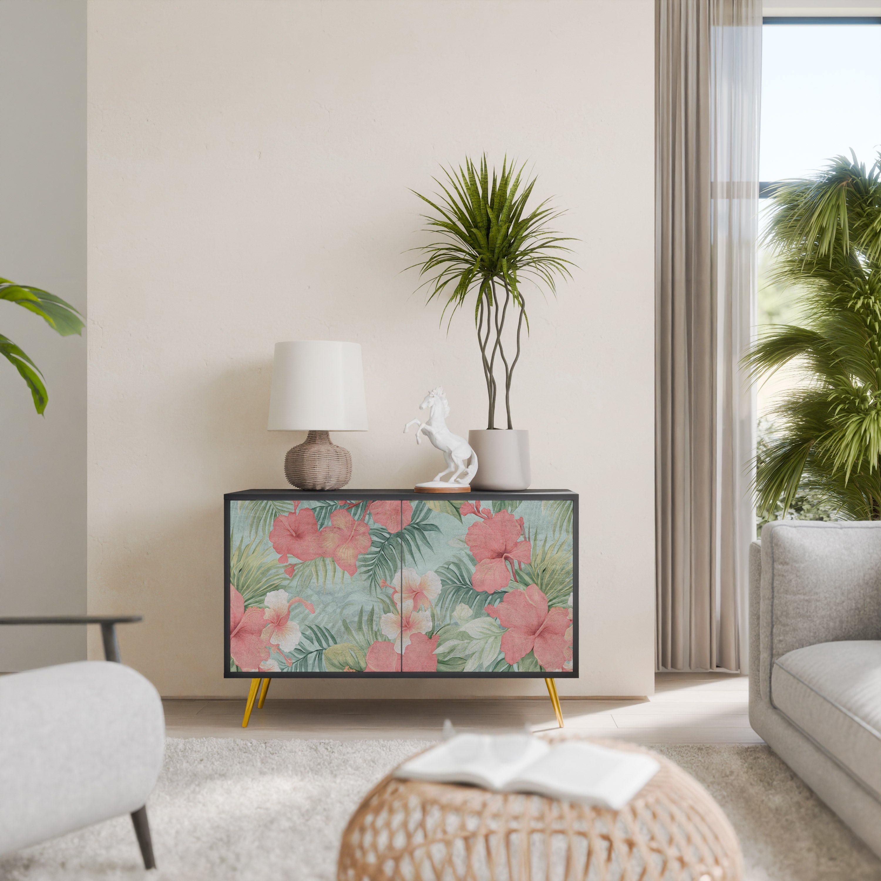 HAWAIIAN SPIRIT Aparador de 2 Portas em Acabamento Preto