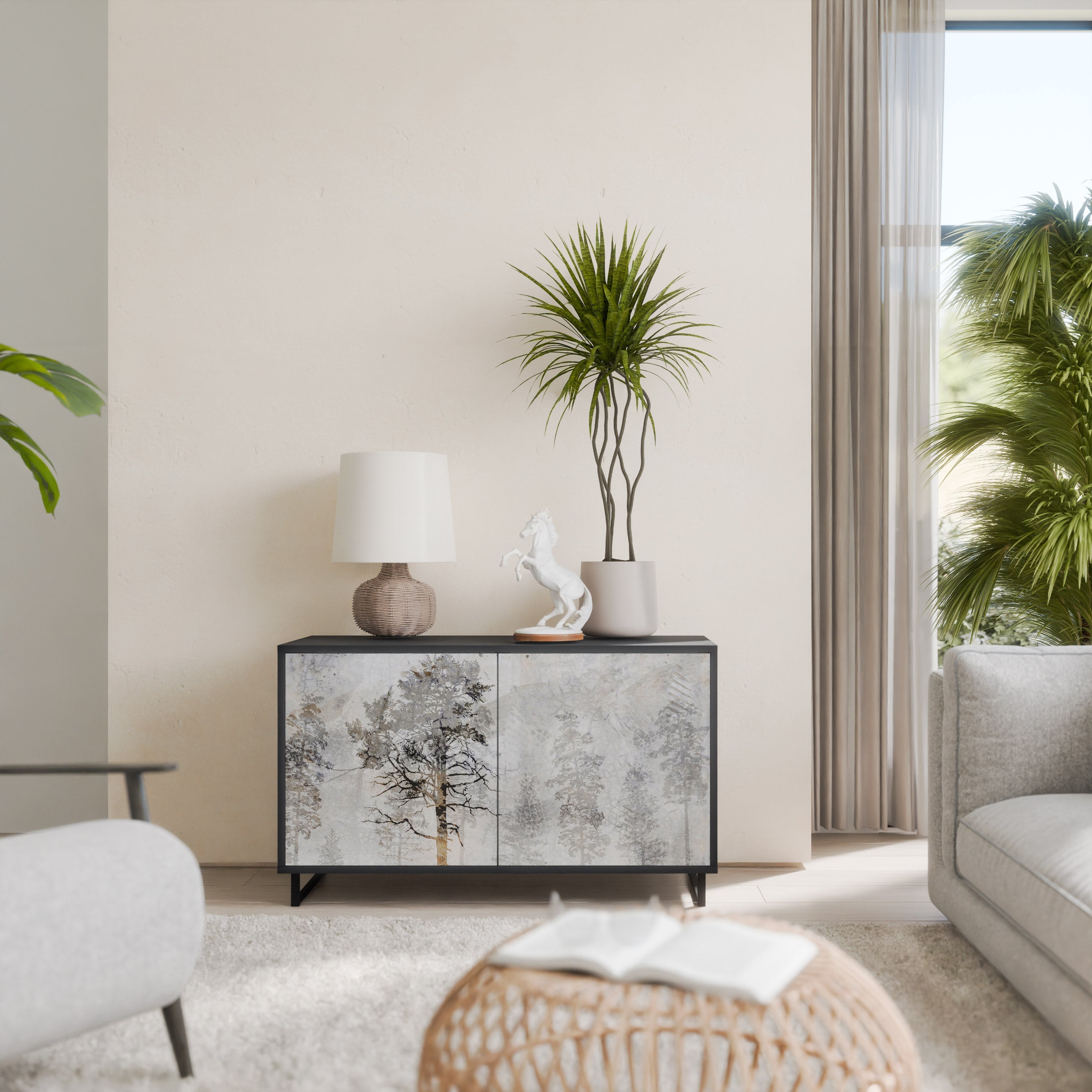 FADE IN THE TREES Aparador de 2 Portas em Acabamento Preto