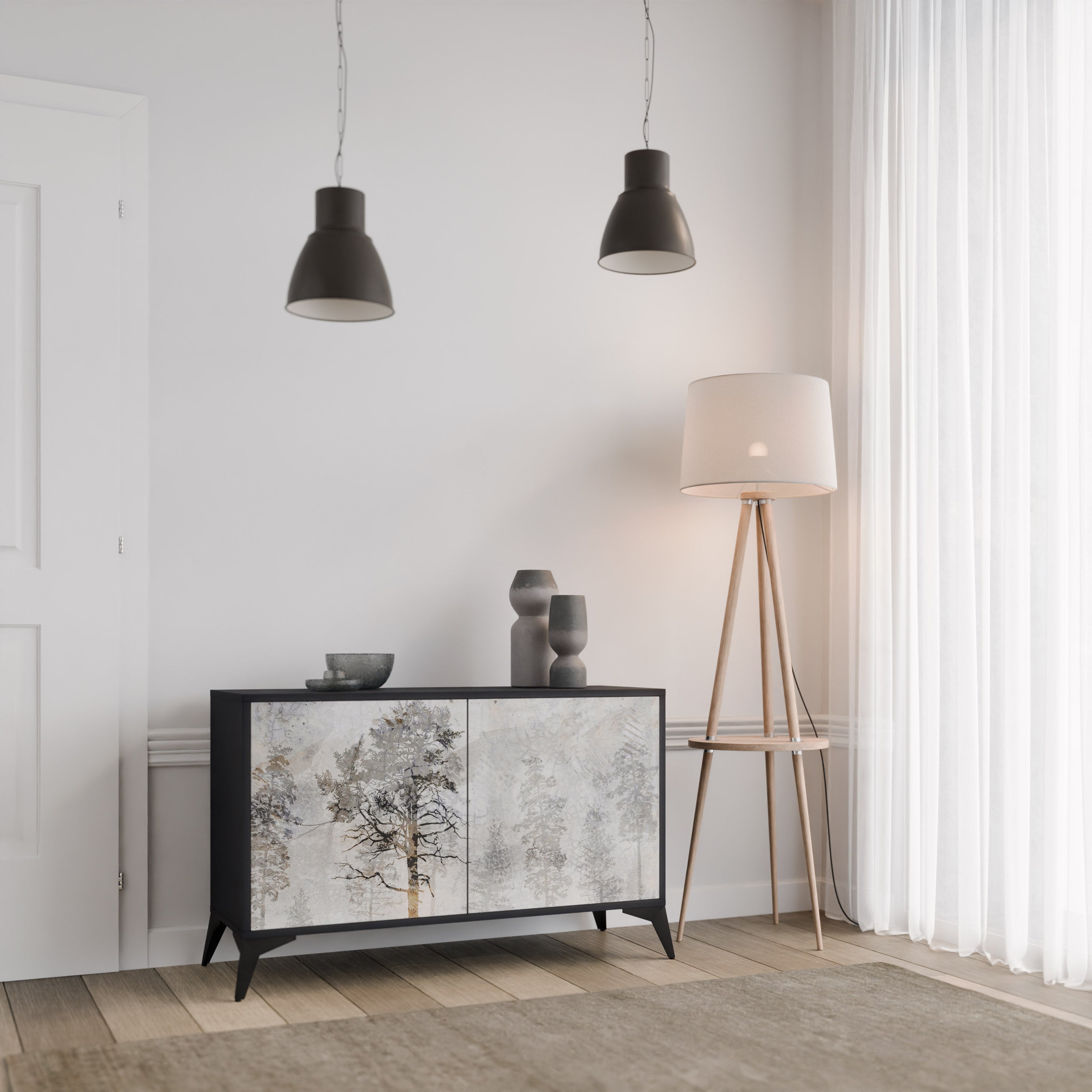 FADE IN THE TREES Aparador de 2 Portas em Acabamento Preto