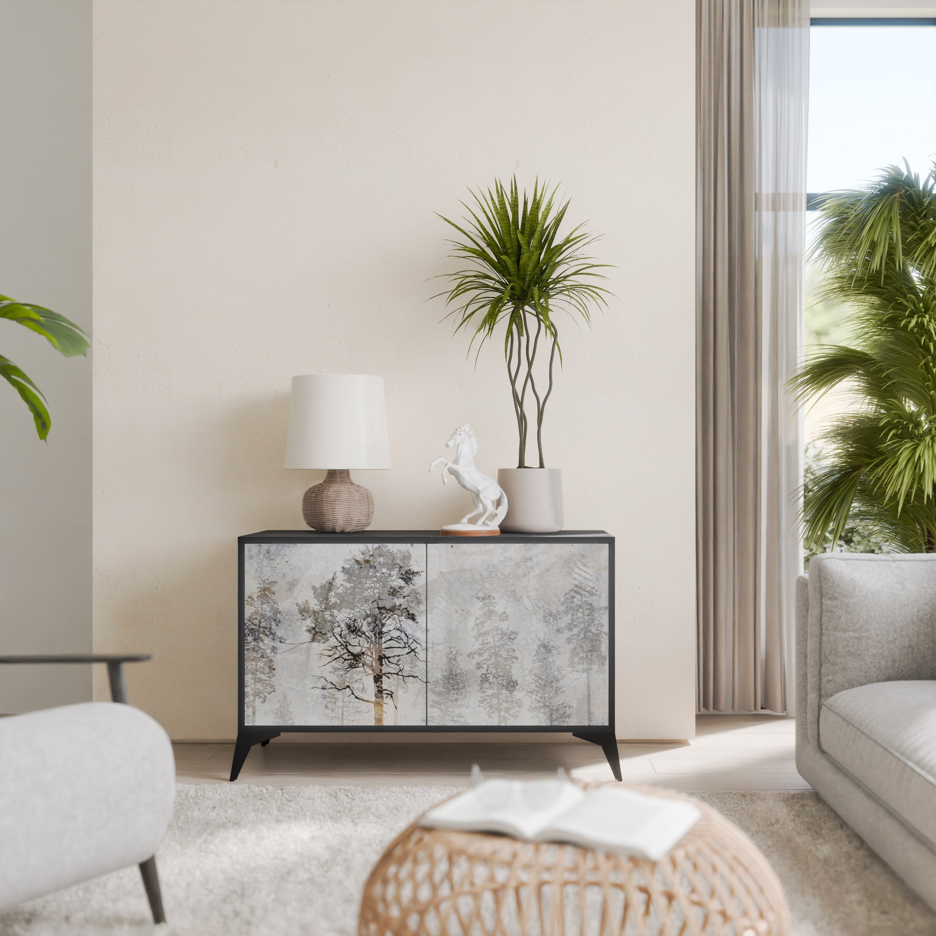 FADE IN THE TREES Aparador de 2 Portas em Acabamento Preto