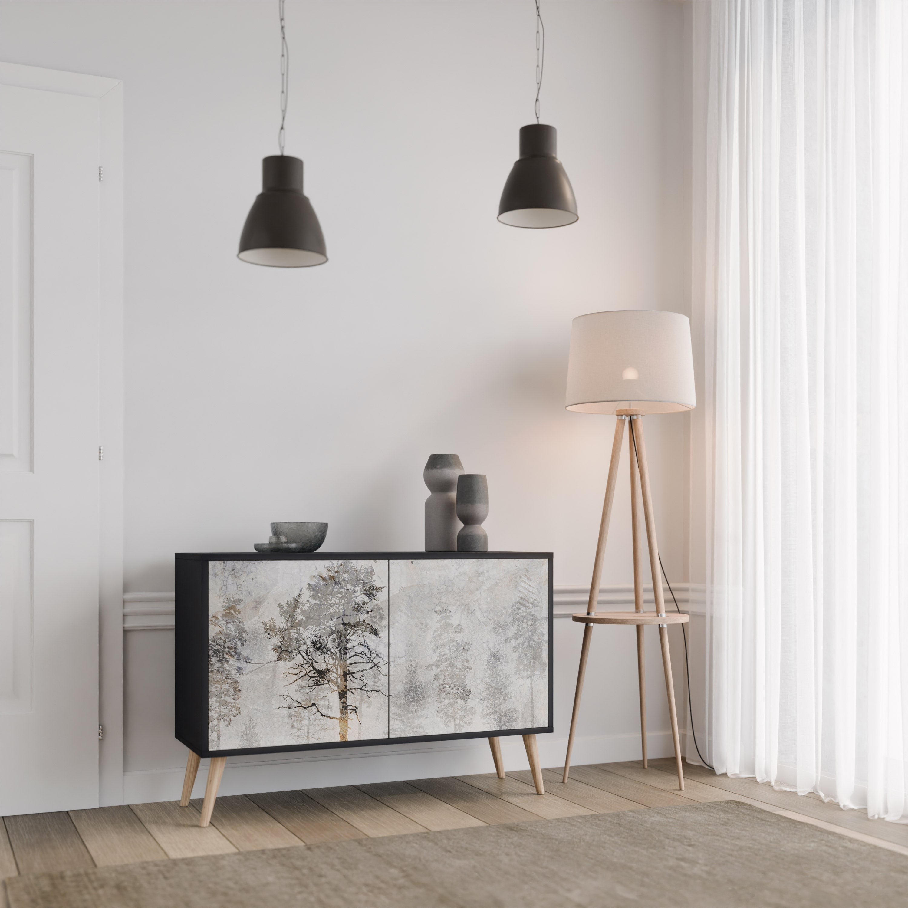 FADE IN THE TREES Aparador de 2 Portas em Acabamento Preto