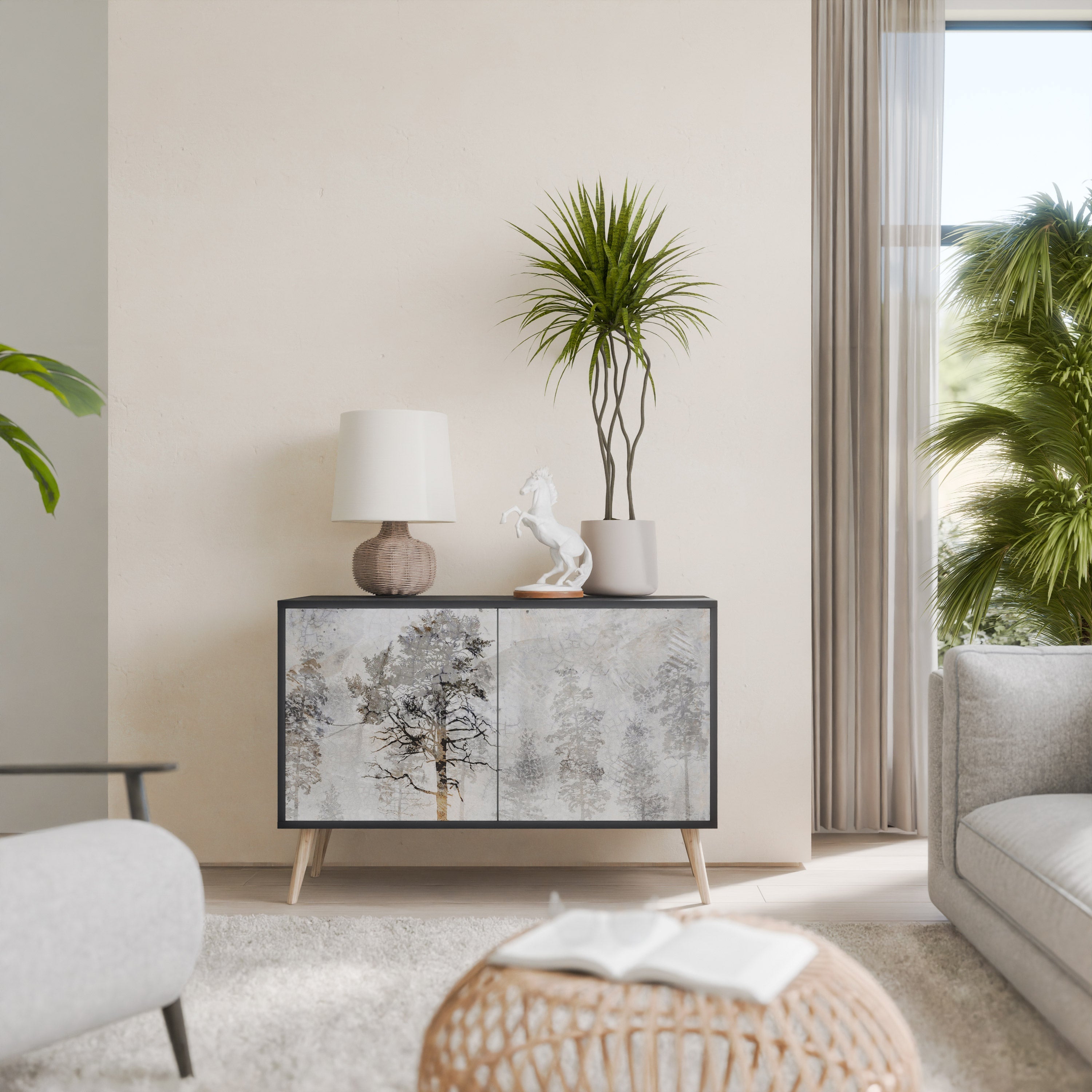 FADE IN THE TREES Aparador de 2 Portas em Acabamento Preto