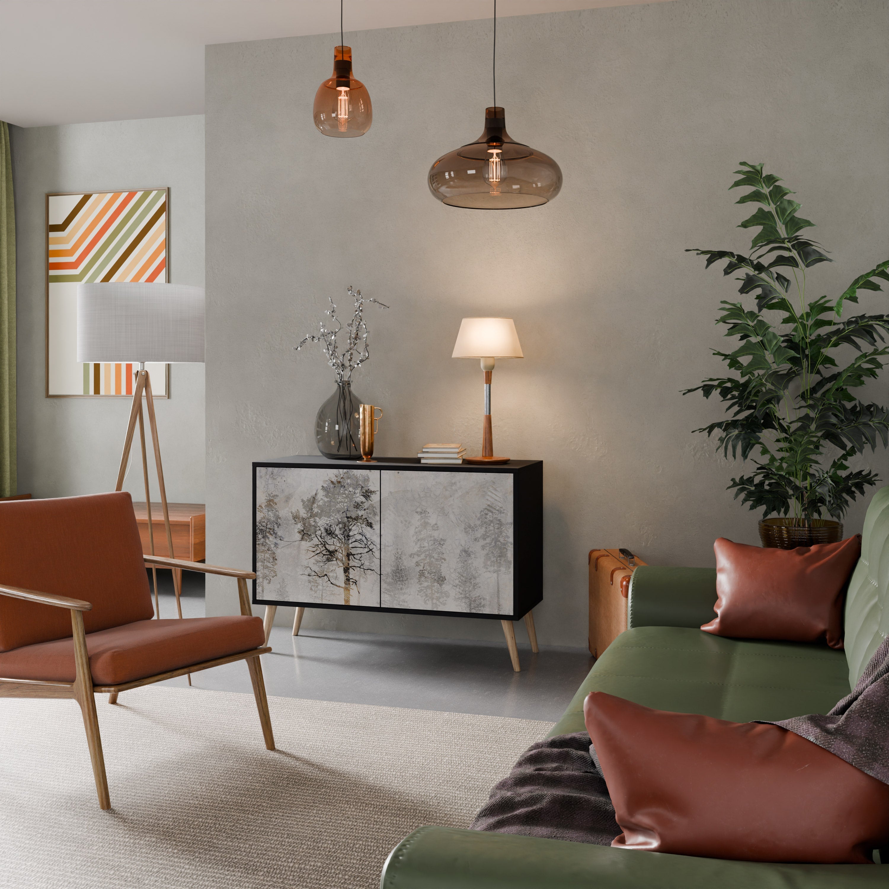 FADE IN THE TREES Aparador de 2 Portas em Acabamento Preto