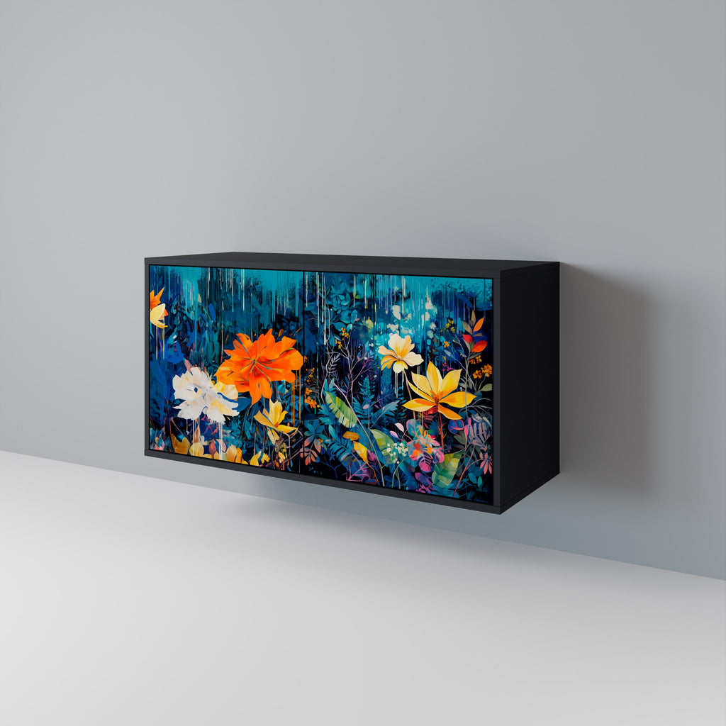 MIDNIGHT BLOSSOM 2-Door Sideboard in Black Finish