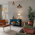 MIDNIGHT BLOSSOM 2-Door Sideboard in Black Finish