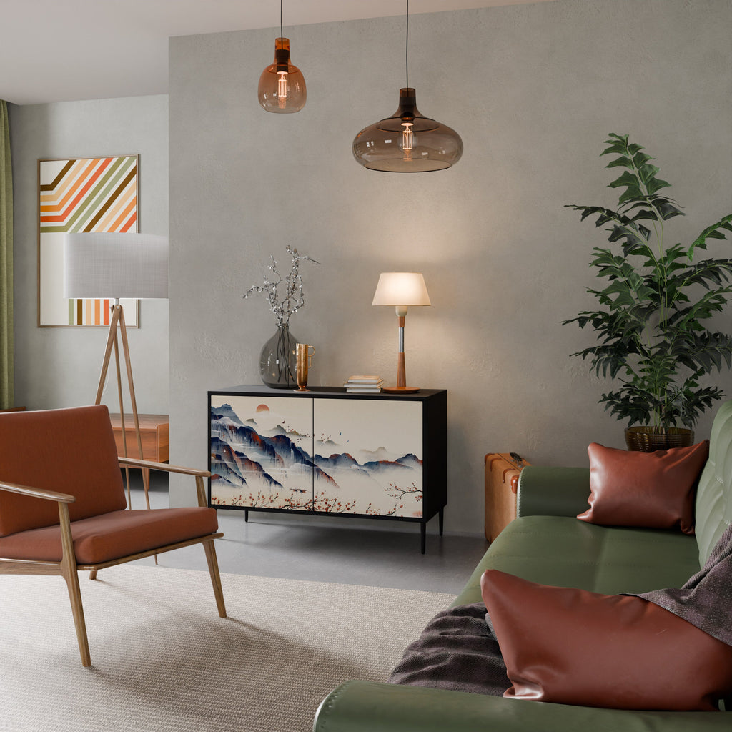 JAPANESE LANDSCAPE Aparador de 2 Portas em Acabamento Preto