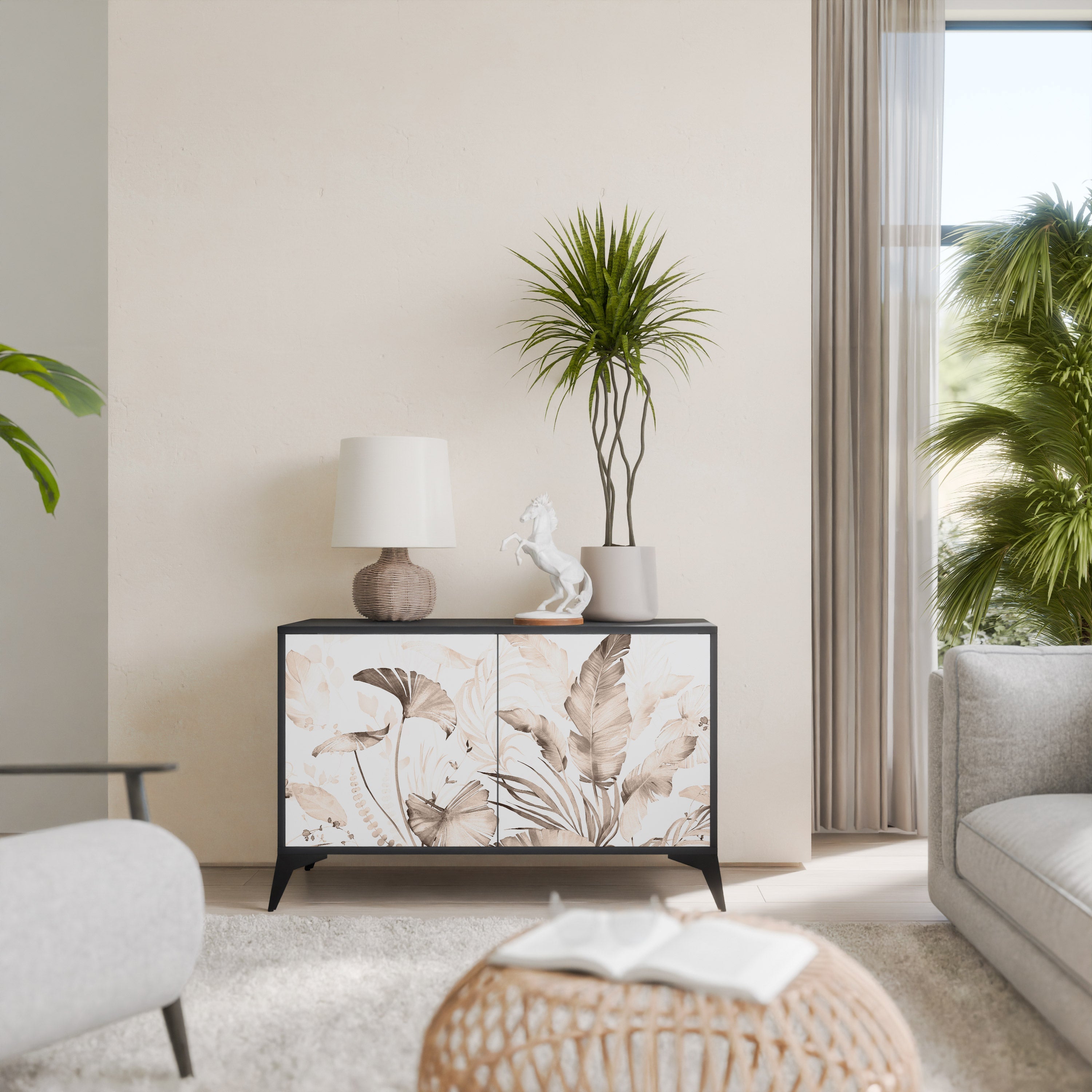 WILD TENDERNESS Aparador de 2 Portas em Acabamento Preto