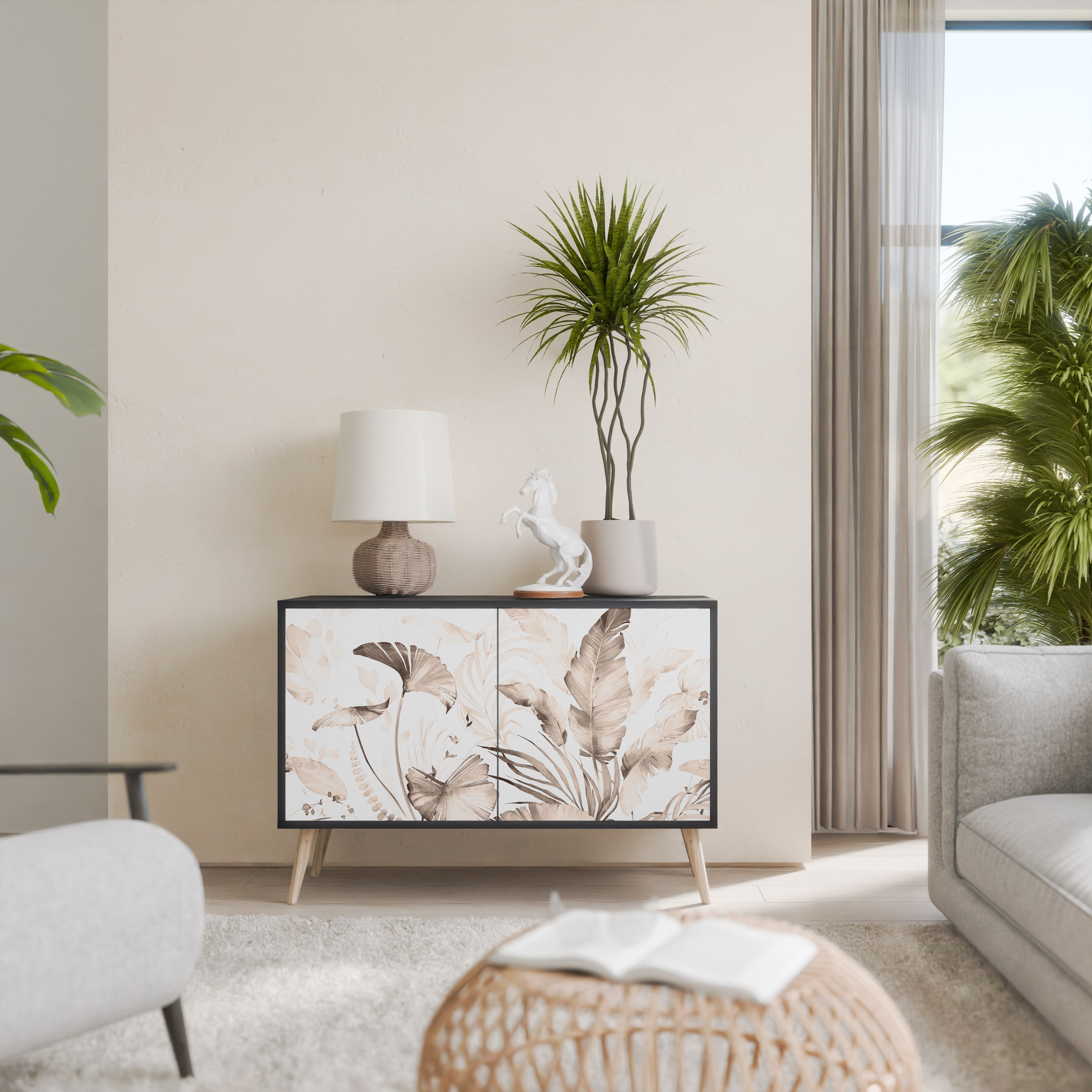 WILD TENDERNESS Aparador de 2 Portas em Acabamento Preto