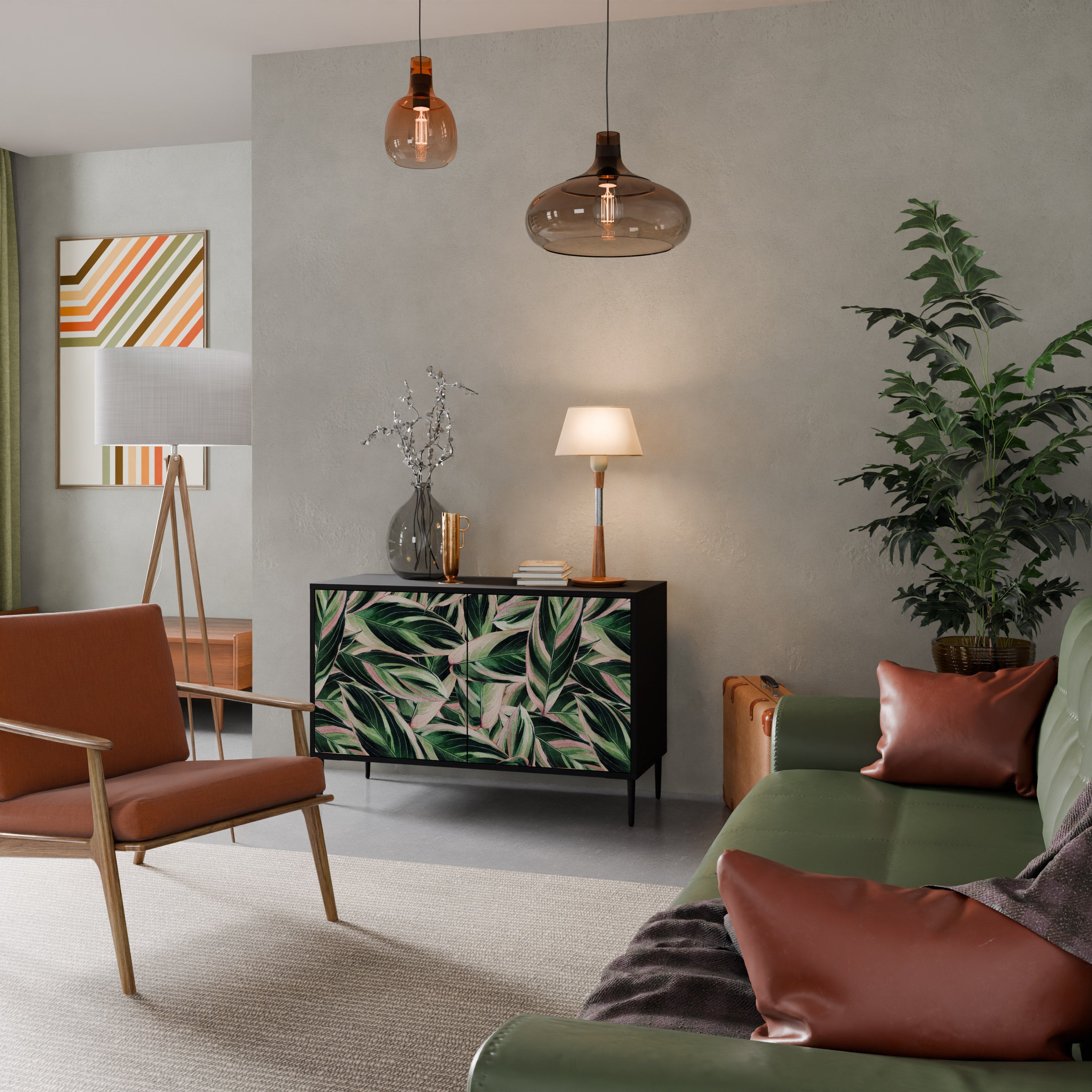 EERIE STROMANTHE Aparador de 2 Portas em Acabamento Preto