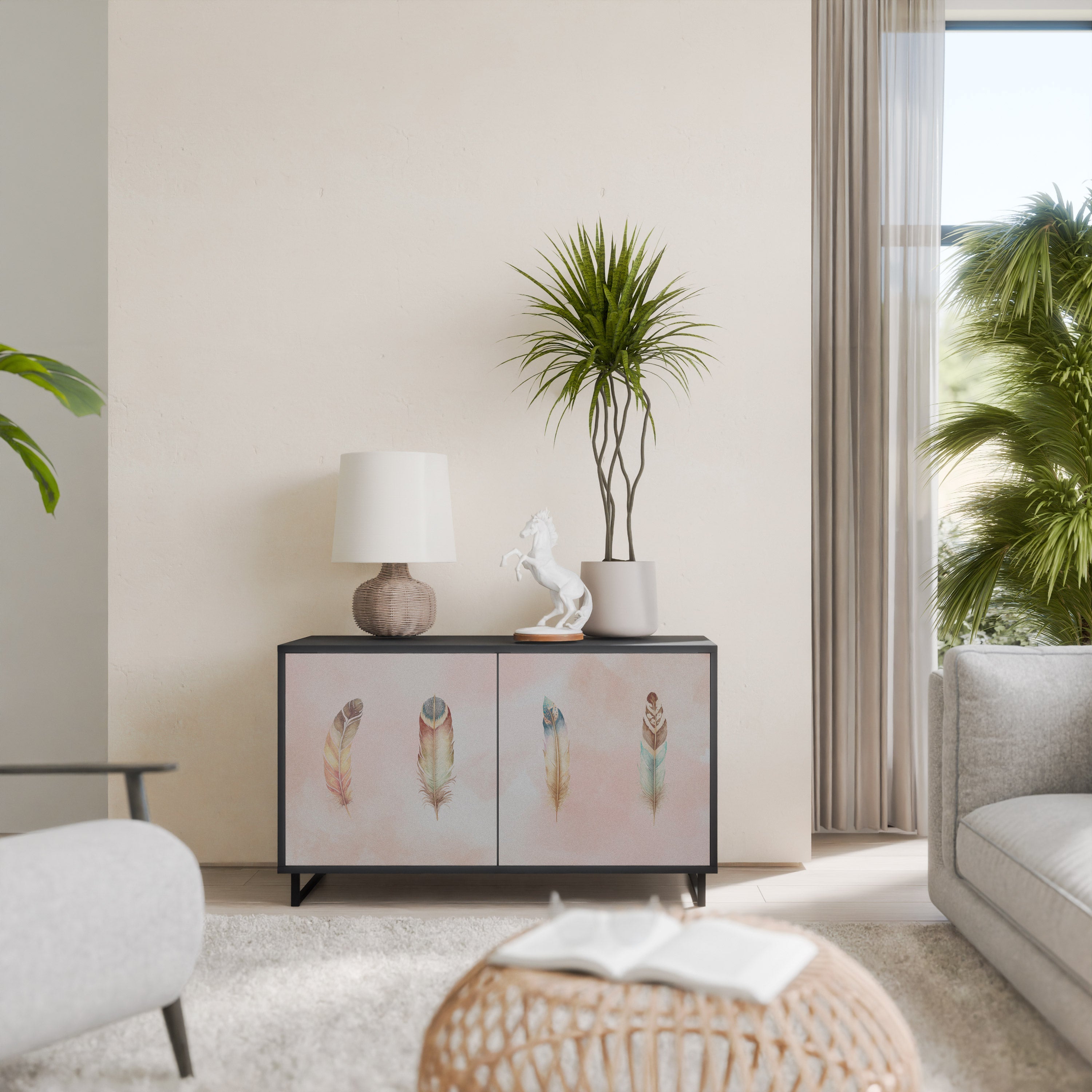 THE DELIQUESCE Aparador de 2 Portas em Acabamento Preto