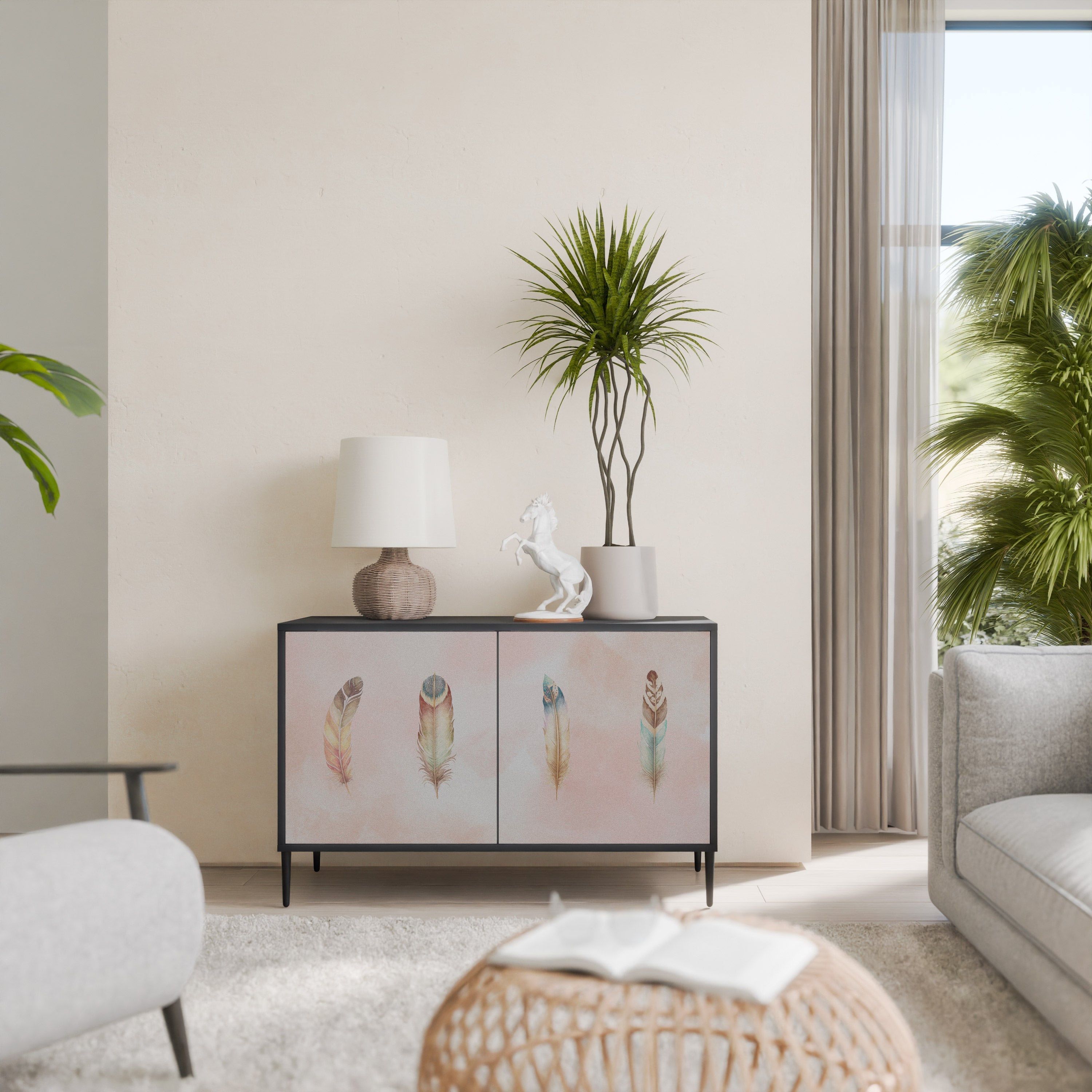 THE DELIQUESCE Aparador de 2 Portas em Acabamento Preto