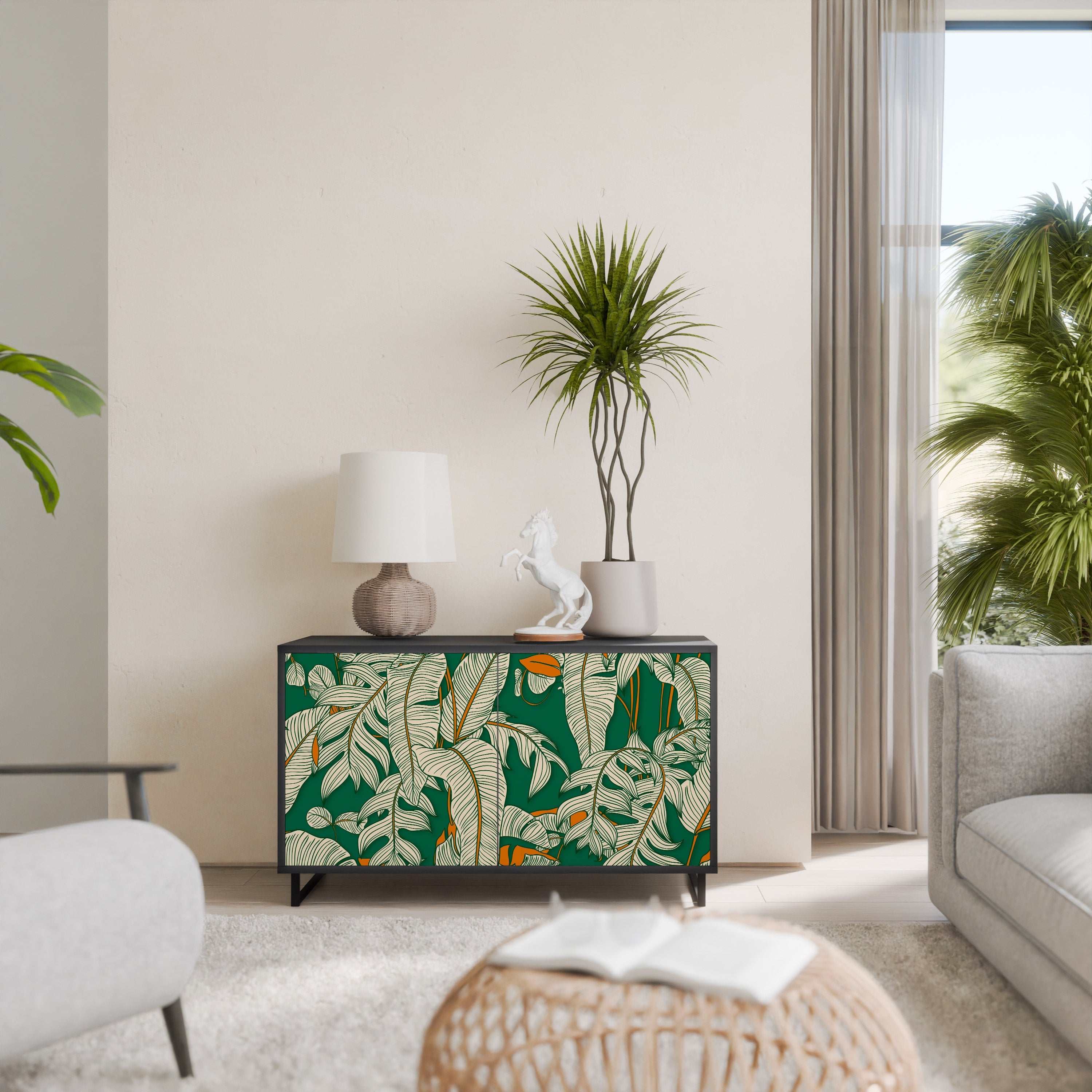 VERDANT PLEASURES Aparador de 2 Portas em Acabamento Preto