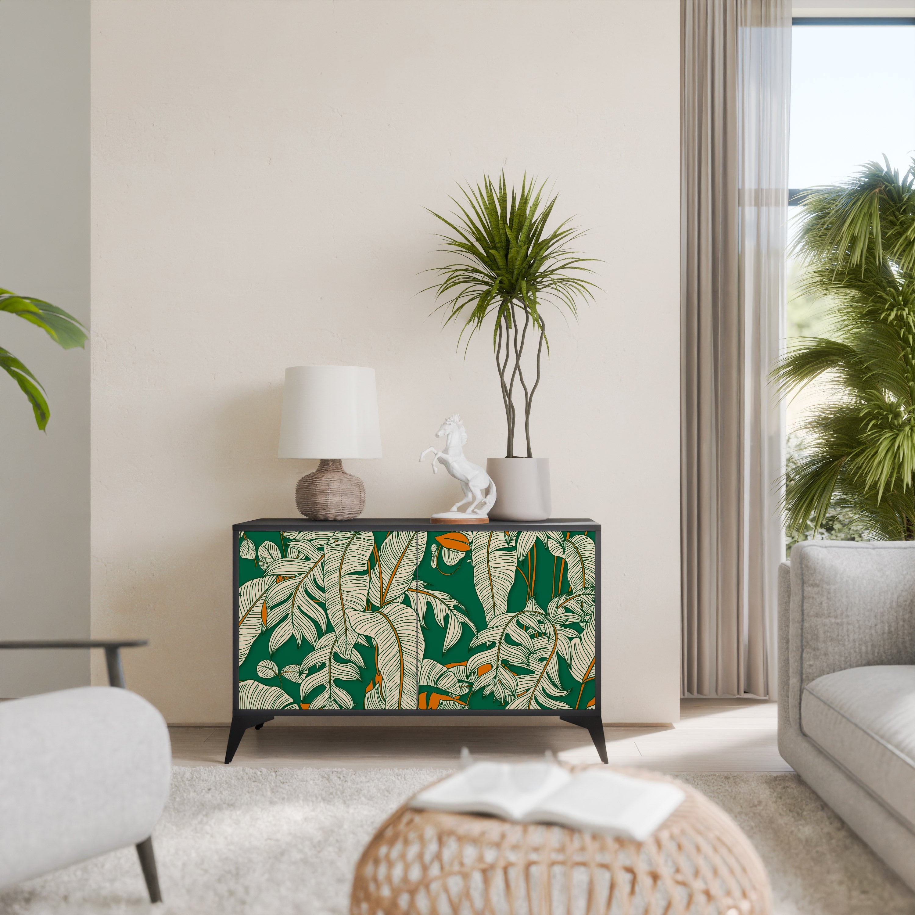 VERDANT PLEASURES Aparador de 2 Portas em Acabamento Preto