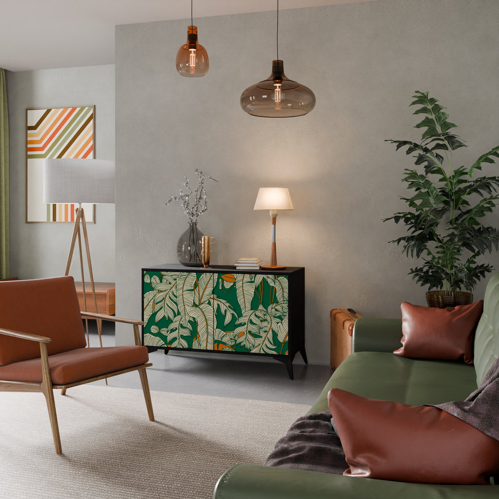 VERDANT PLEASURES Aparador de 2 Portas em Acabamento Preto