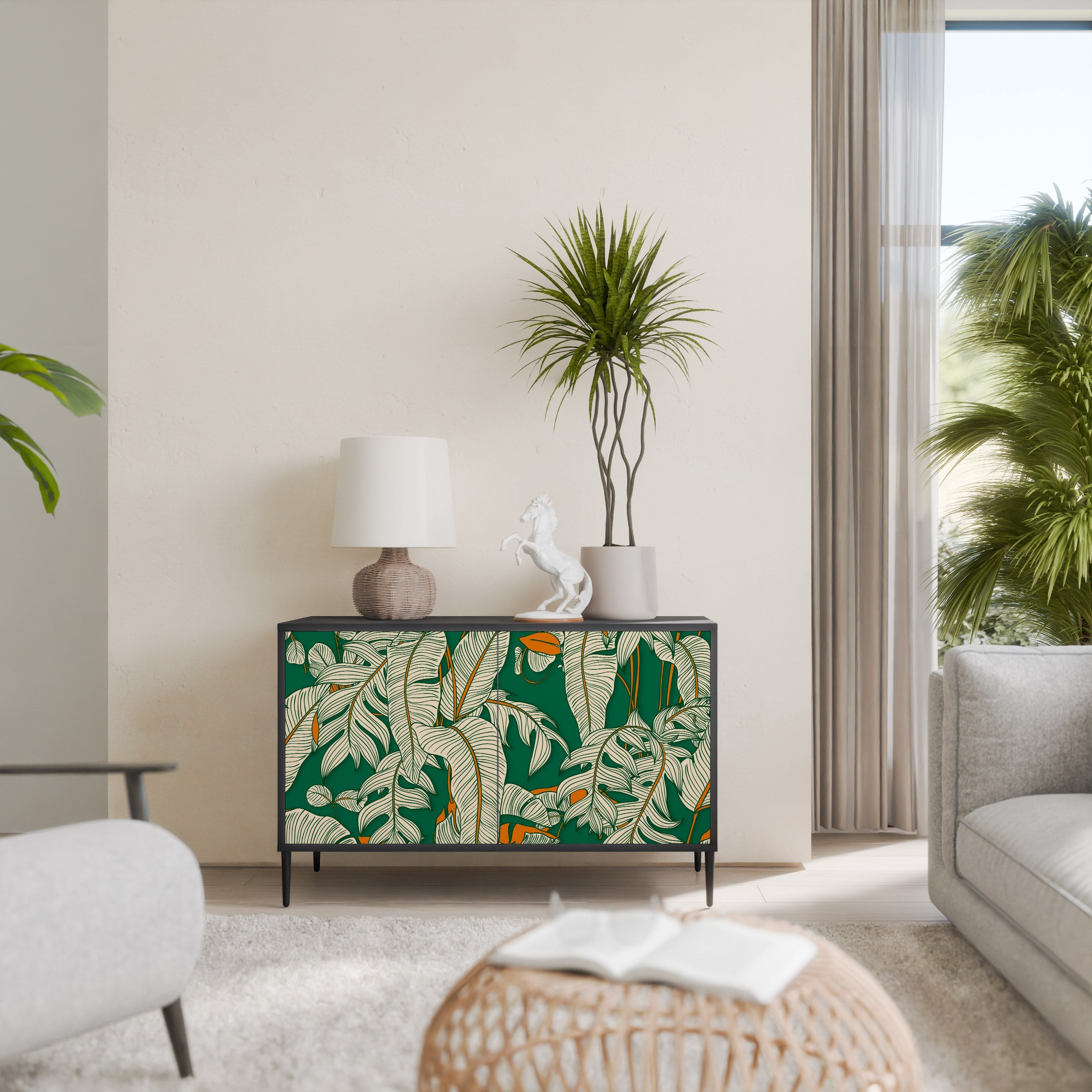 VERDANT PLEASURES Aparador de 2 Portas em Acabamento Preto