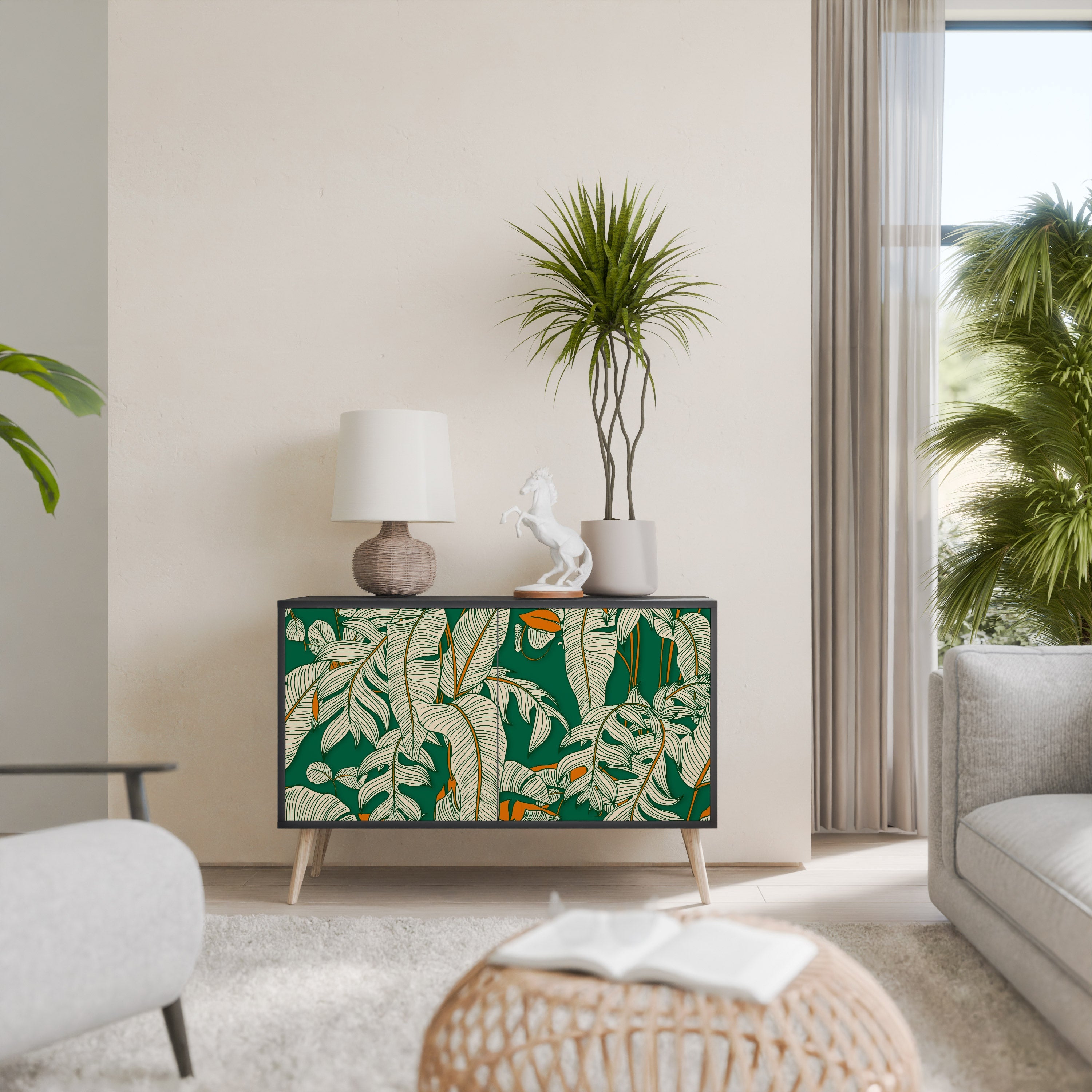 VERDANT PLEASURES Aparador de 2 Portas em Acabamento Preto