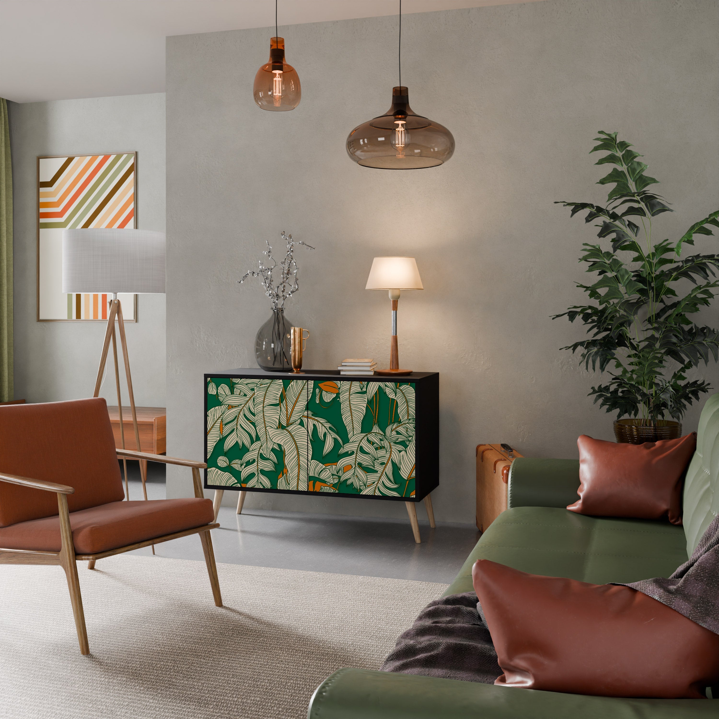 VERDANT PLEASURES Aparador de 2 Portas em Acabamento Preto