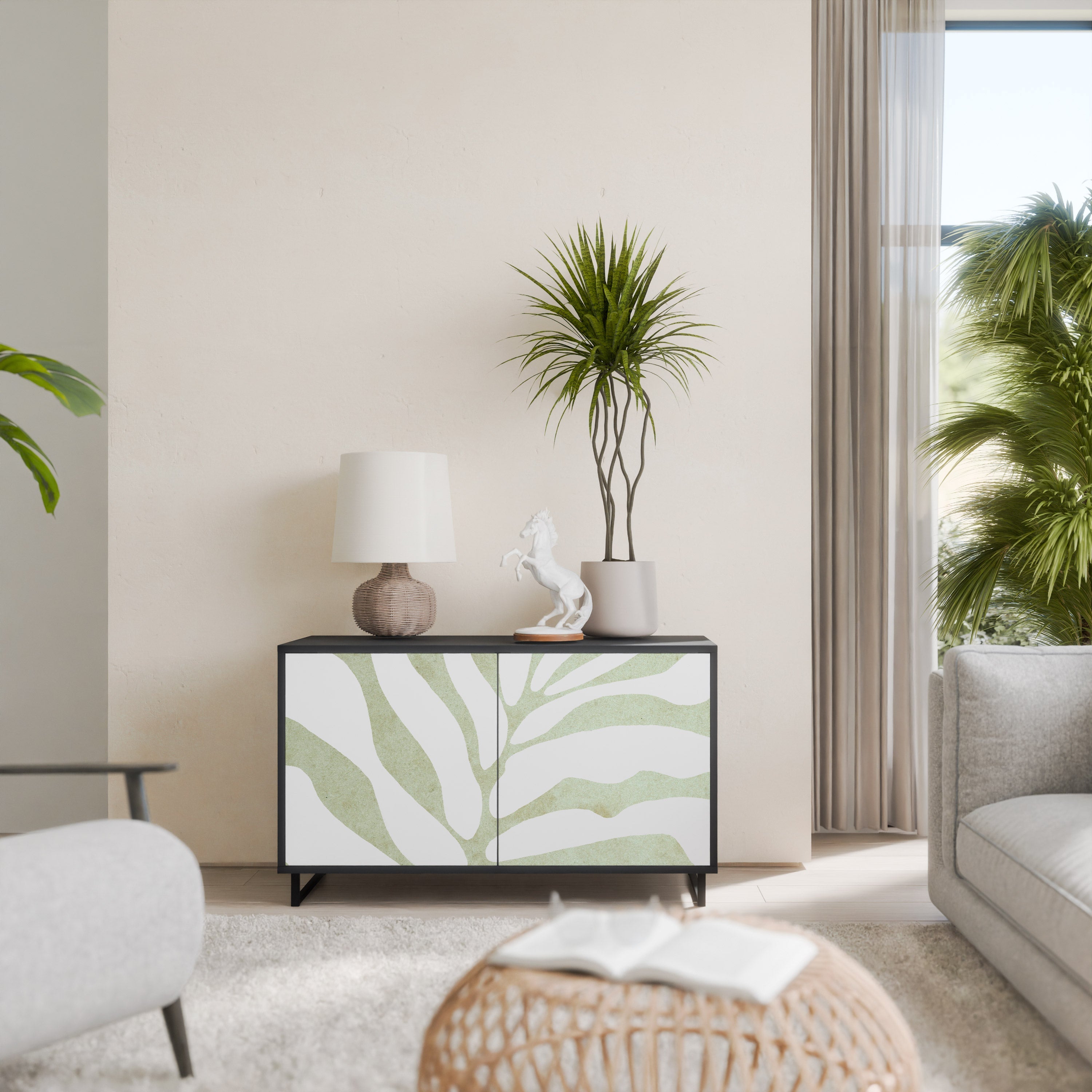 BOTANICAL SPARK 2-Door Sideboard in Black Finish