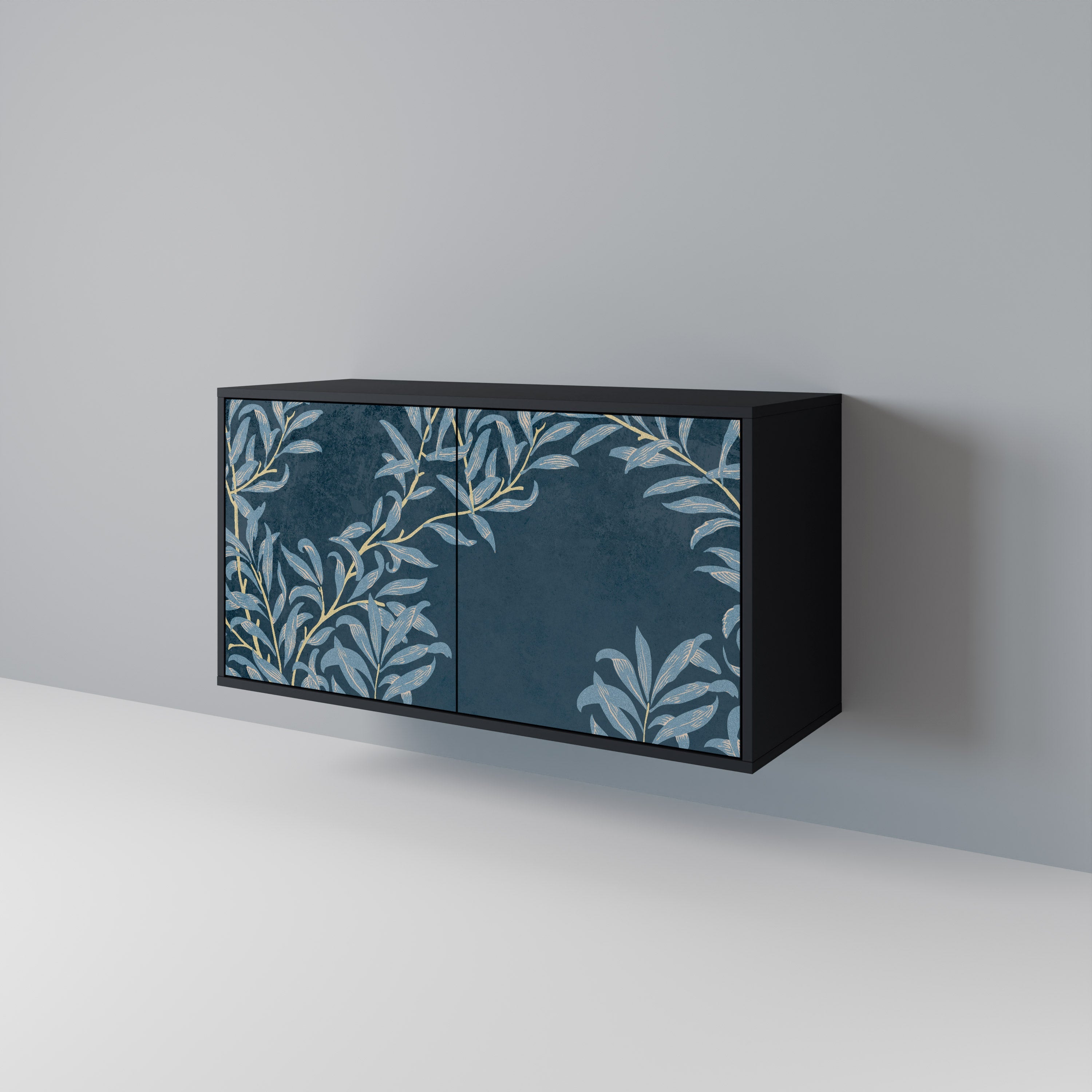 BLUE LEAVES 2-Door Sideboard in Black Finish