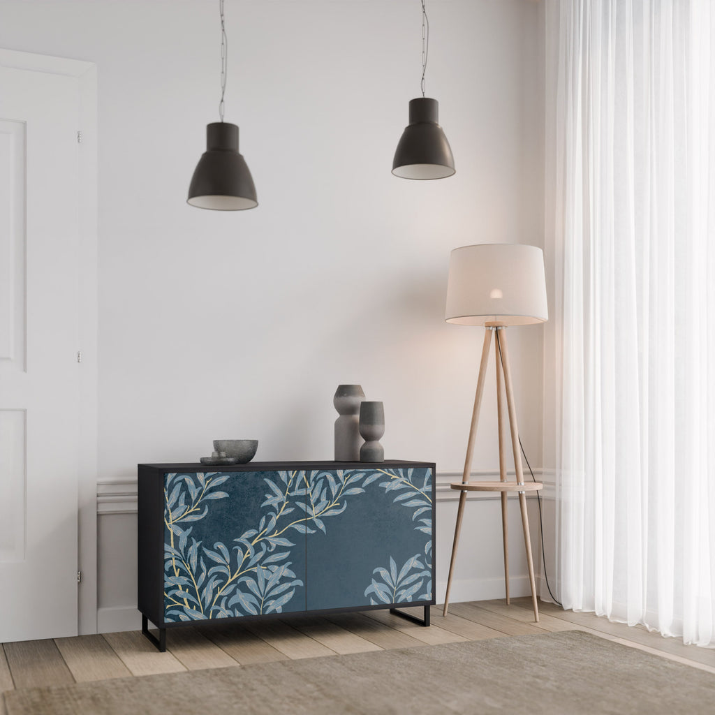 BLUE LEAVES 2-Door Sideboard in Black Finish