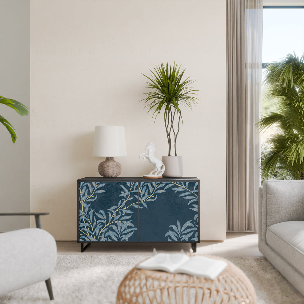 BLUE LEAVES 2-Door Sideboard in Black Finish